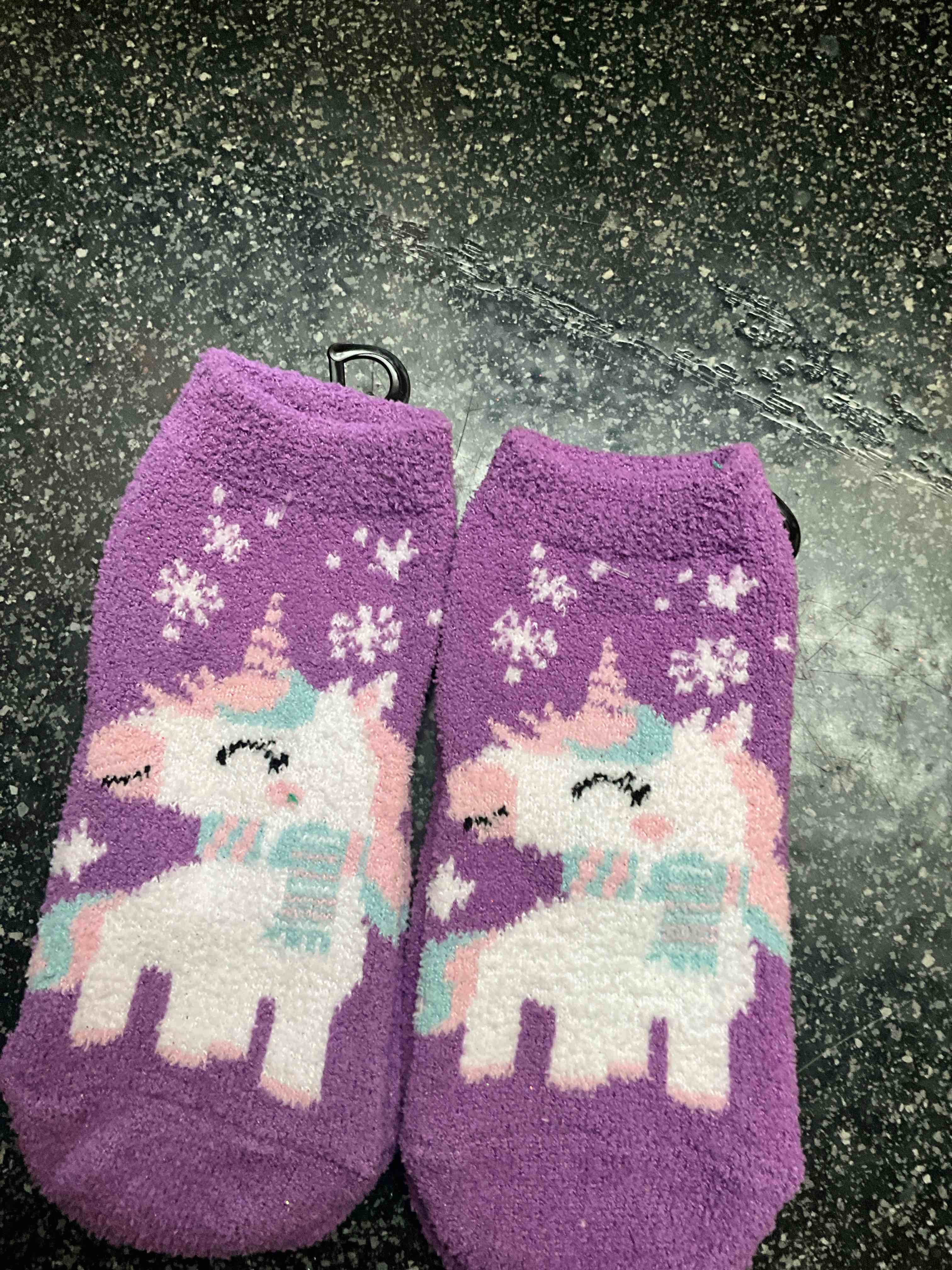 Micro Cozy Kids Socks - Purple - Unicorn - shoe size - 4.5 - 2.5  