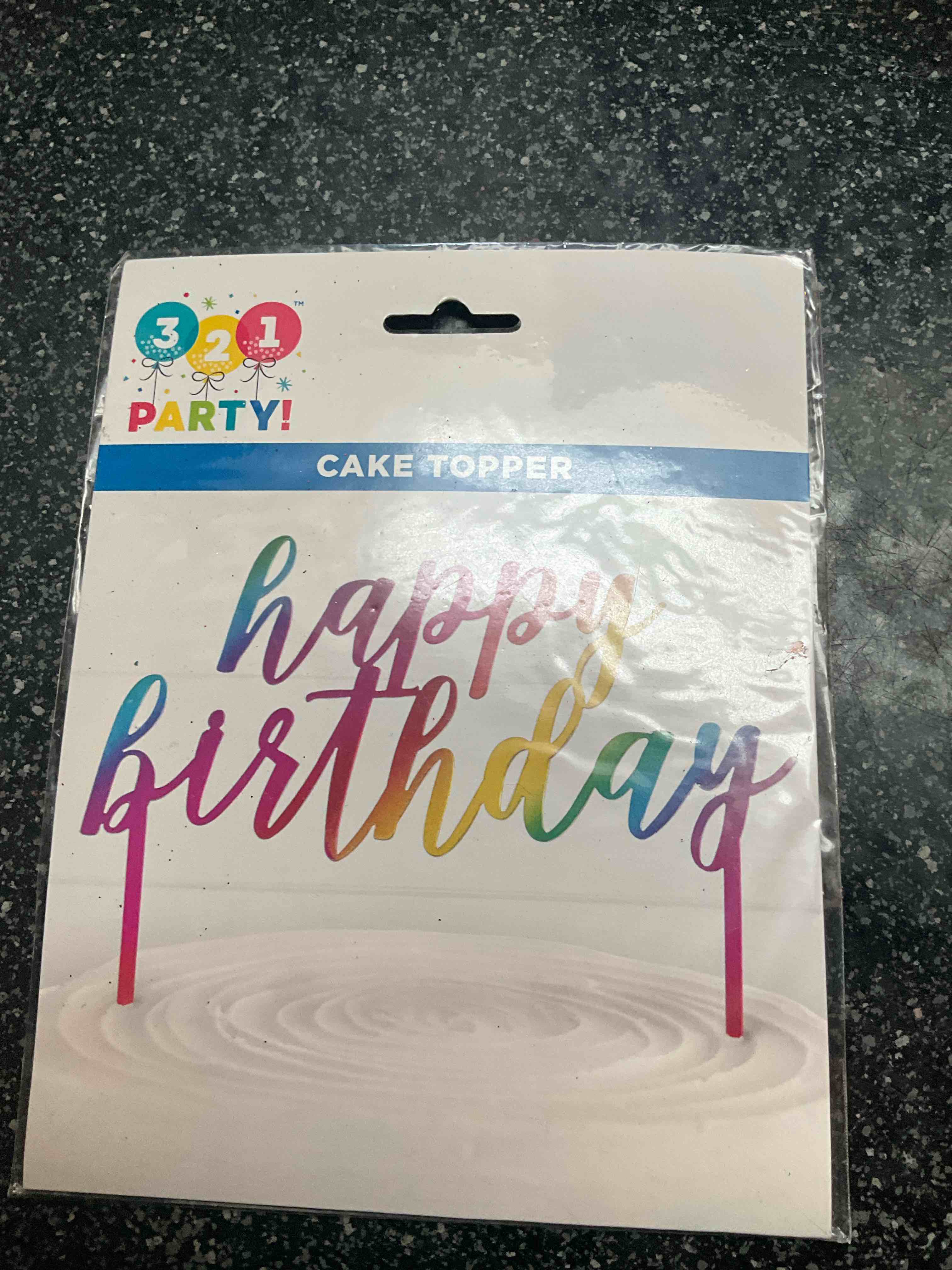 3 2 1 party - happy birthday - cake topper