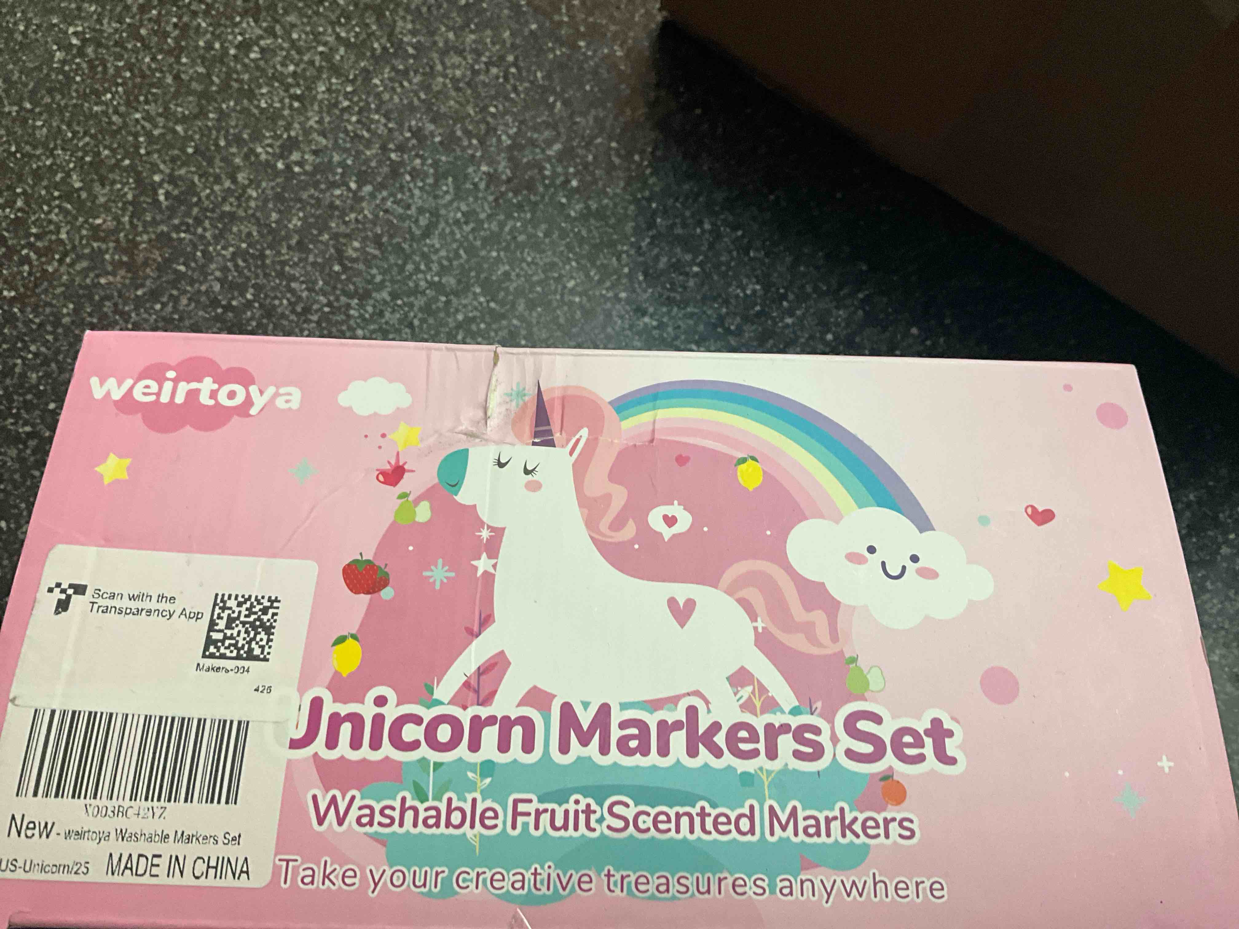 Weirtoya - Unicorn Washable Fruit Scented Marker Travel Set 