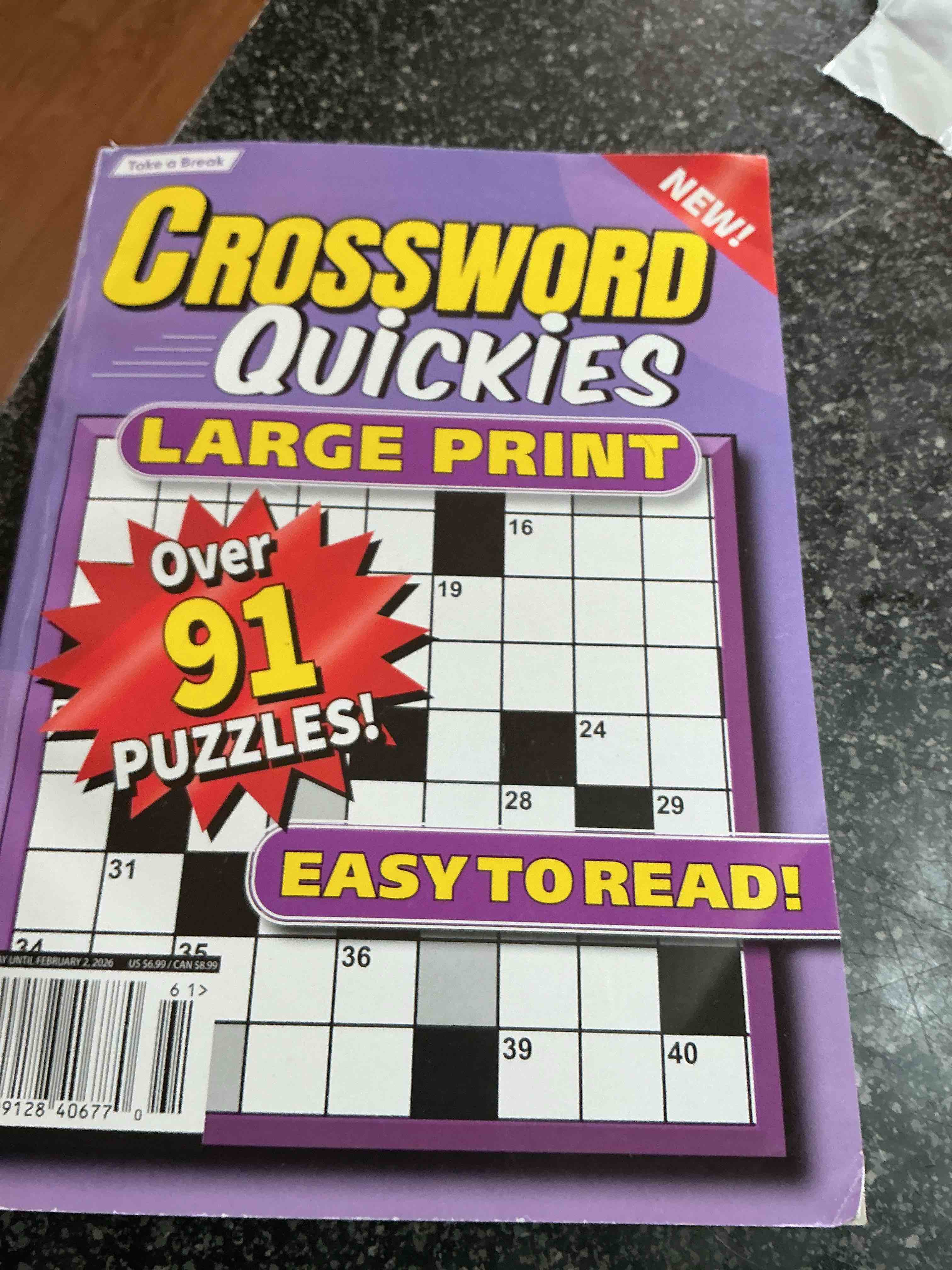 Crossword Quickies Large Print 91 + Puzzles 
