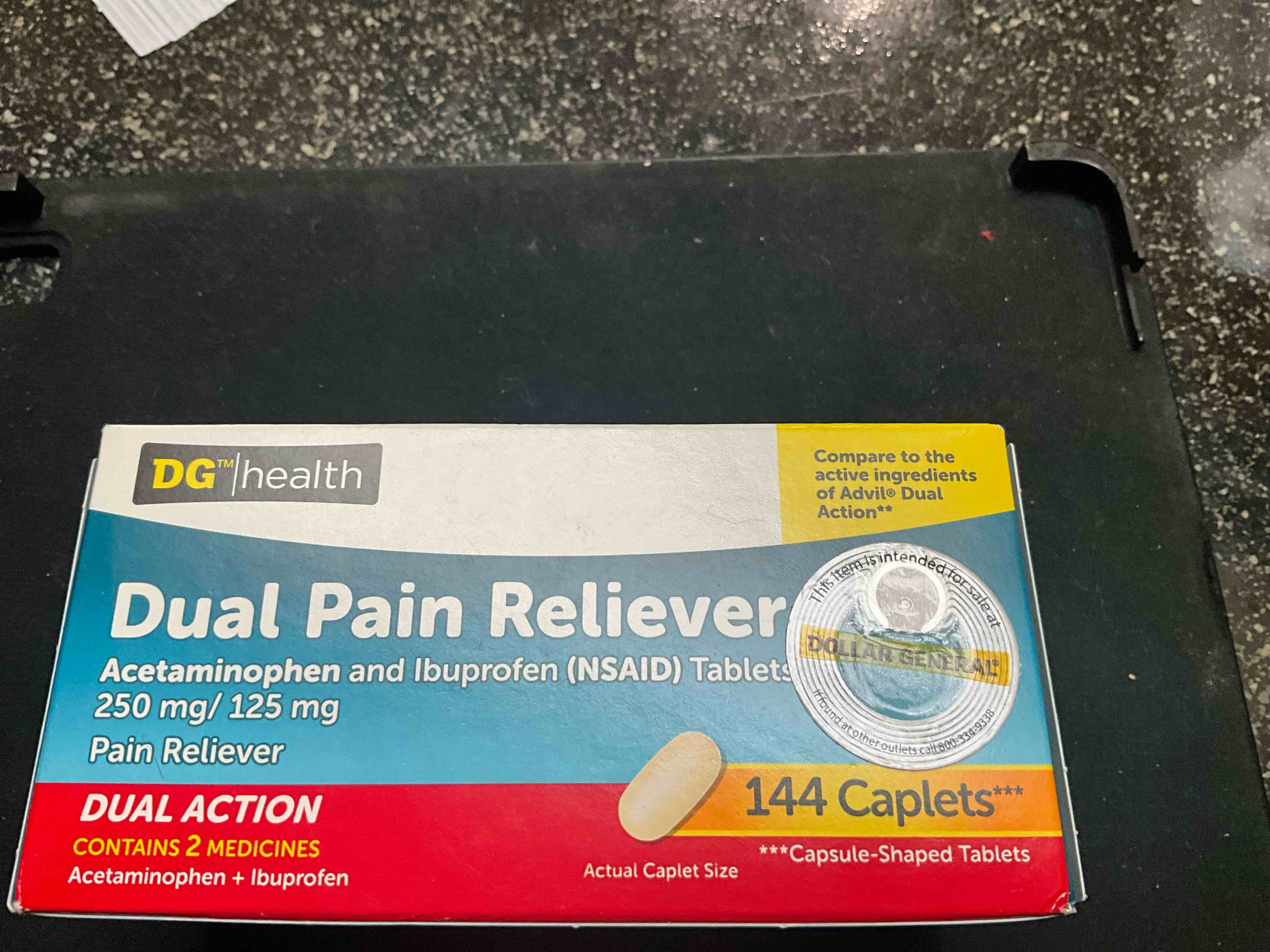 dg health - dual pain reliever - 144 caplets 