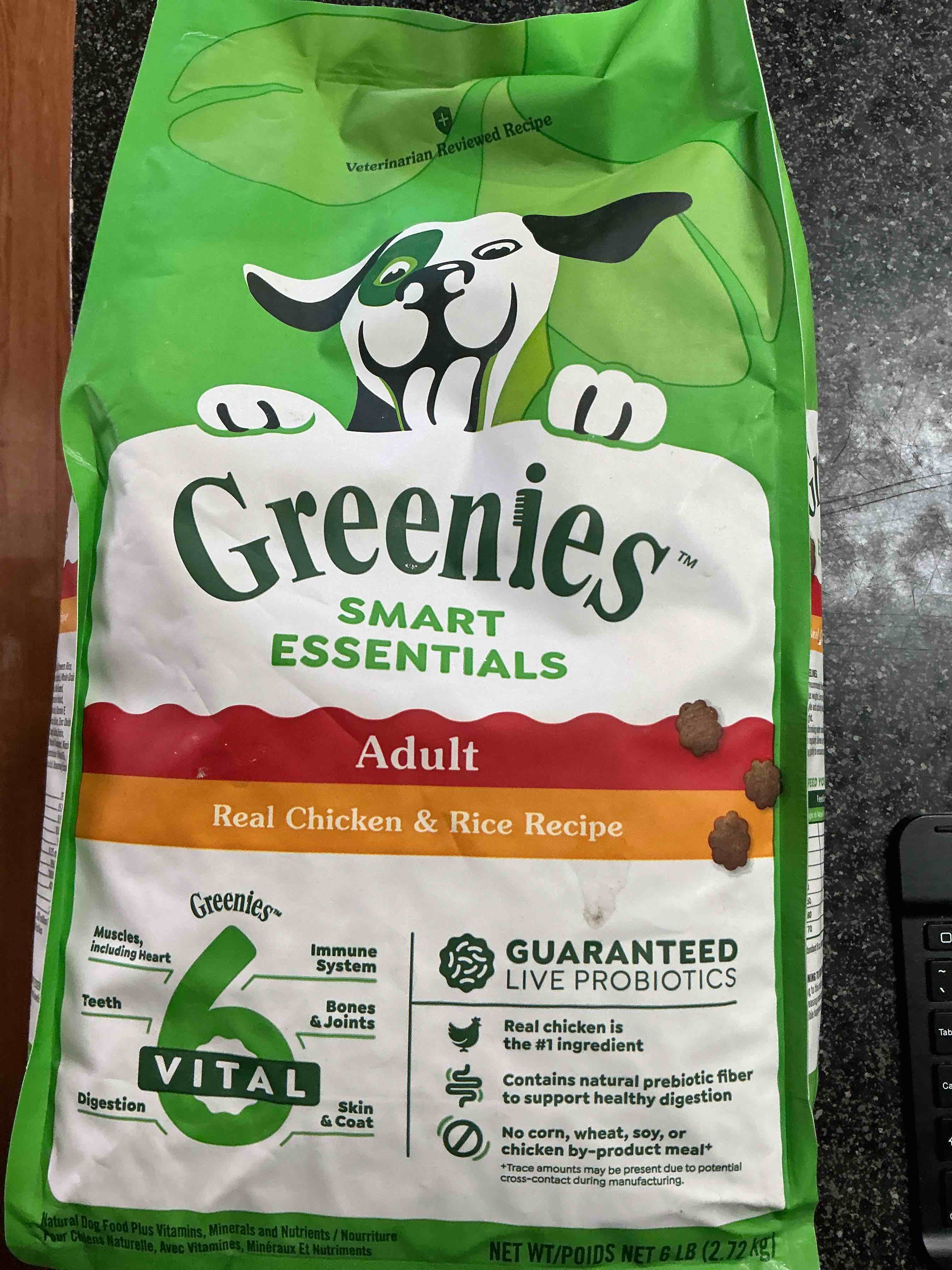 greenies smart essentials adult high protein dry dog food 8 lbs. real chicken & rice recipe, 6 lb. bag