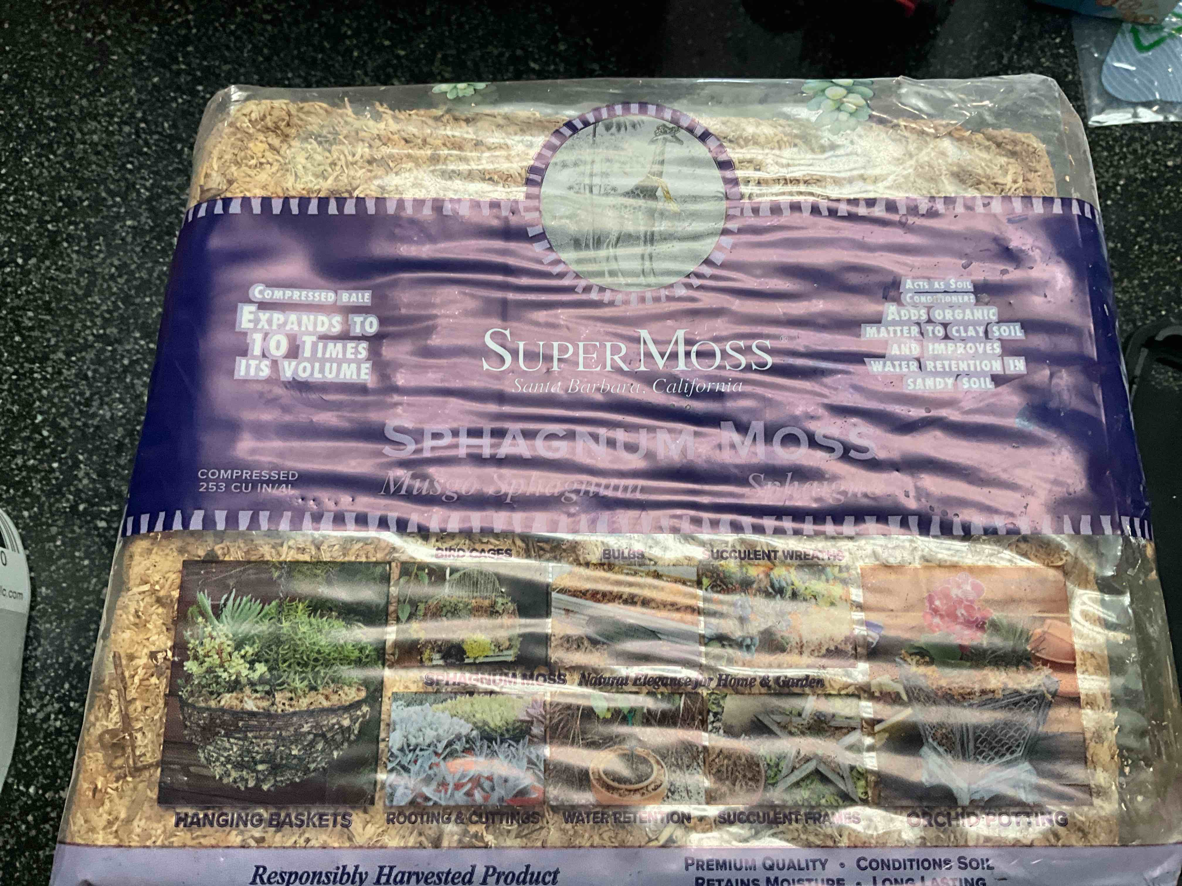 supermoss (22325) orchid sphagnum moss dried, natural, 1 pound mini bale