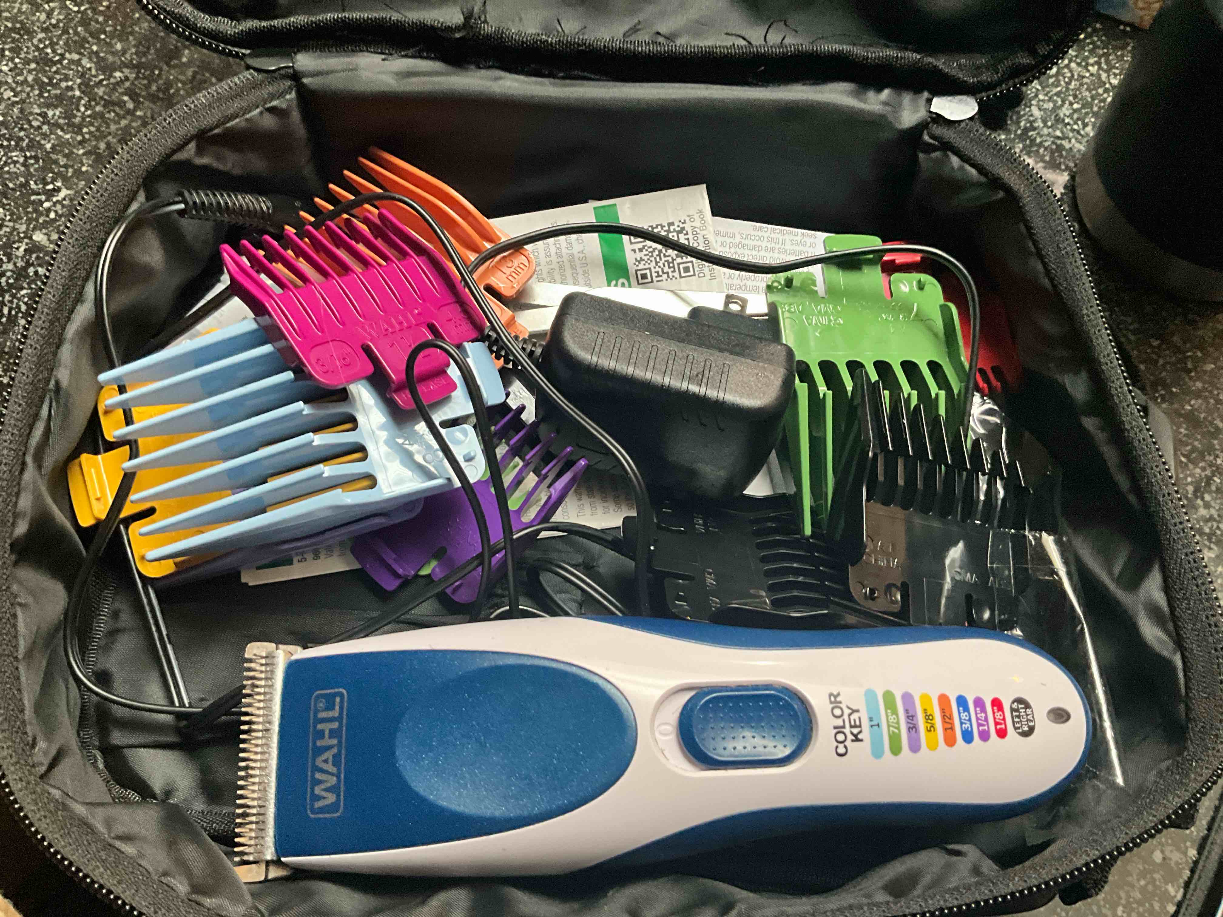 wahl clipper usa color pro complete haircutting kit with easy color coded guide combs - corded clipper for hair clipping & grooming men, women, & children - model 79300-1001m