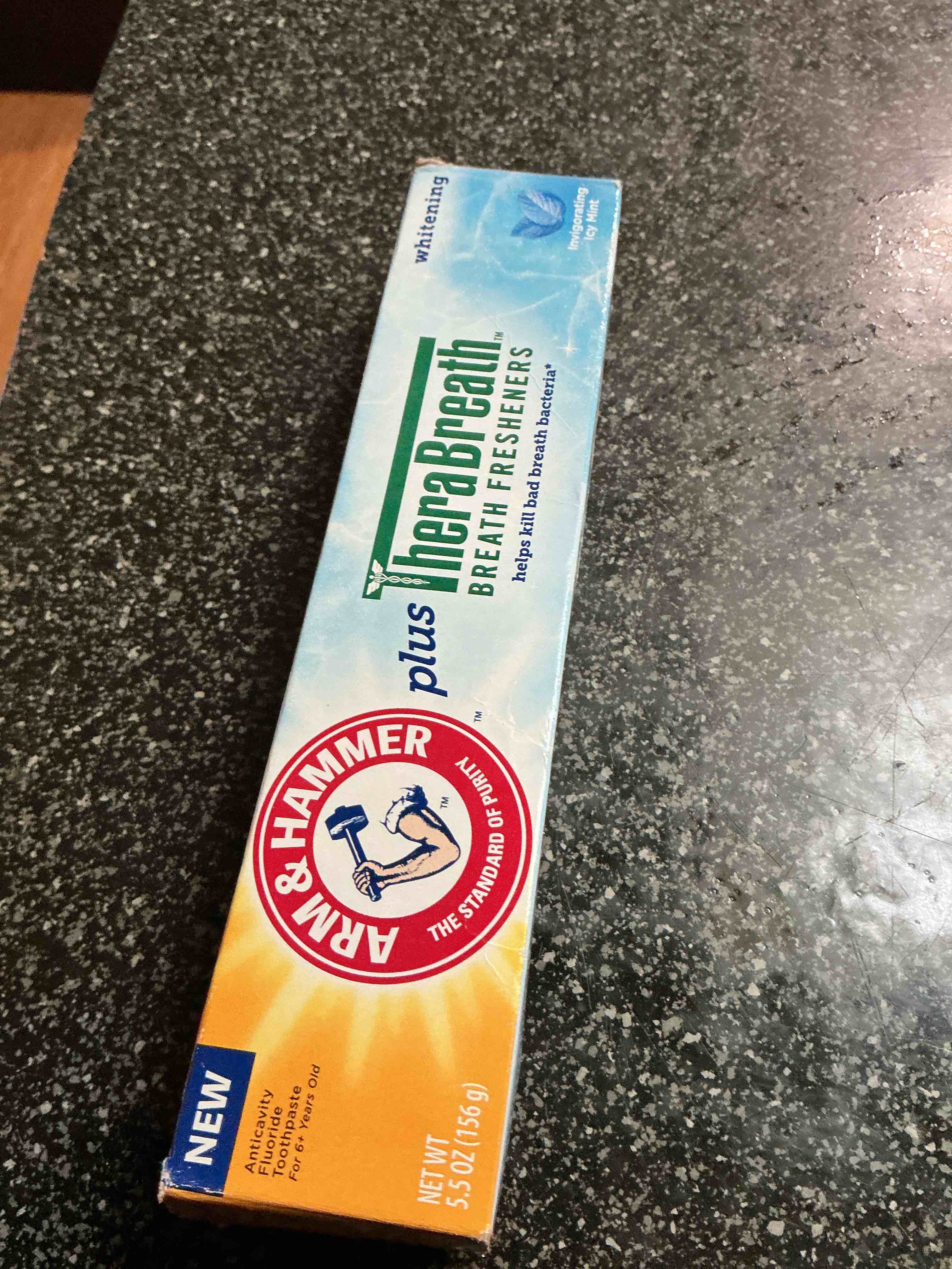 Condition photo showing New/Like New for ARM & HAMMER Whitening Toothpaste Plus Therabreath Breath Fresheners, Invigorating ICY Mint Flavor, 5.5 oz