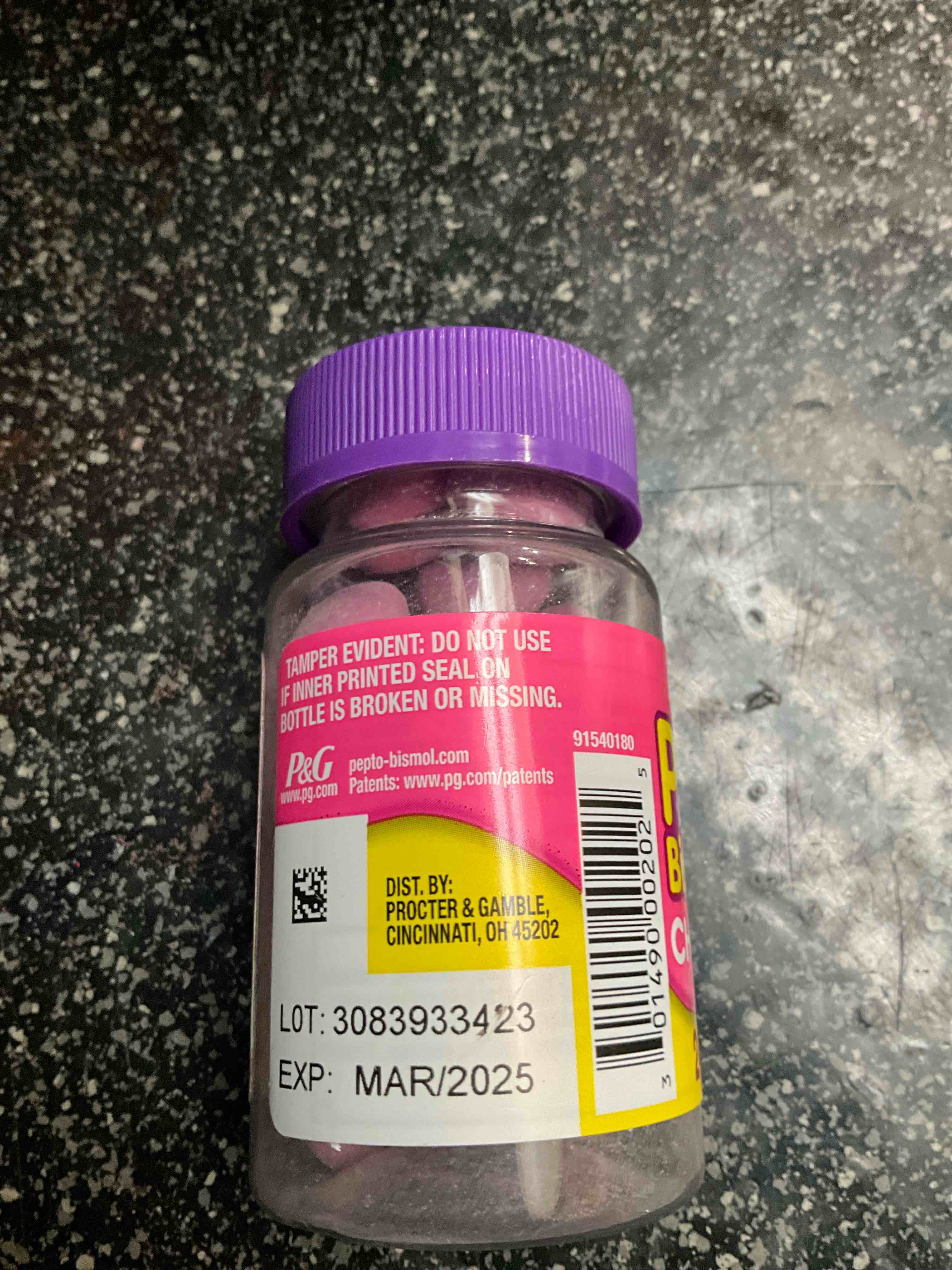 Condition photo showing As Is for Pepto Bismol Chews, Fast and Effective Digestive Relief from Nausea,   Heartburn, Indigestion, Upset Stomach, Diarrhea, Berry Mint Flavor 24 count 