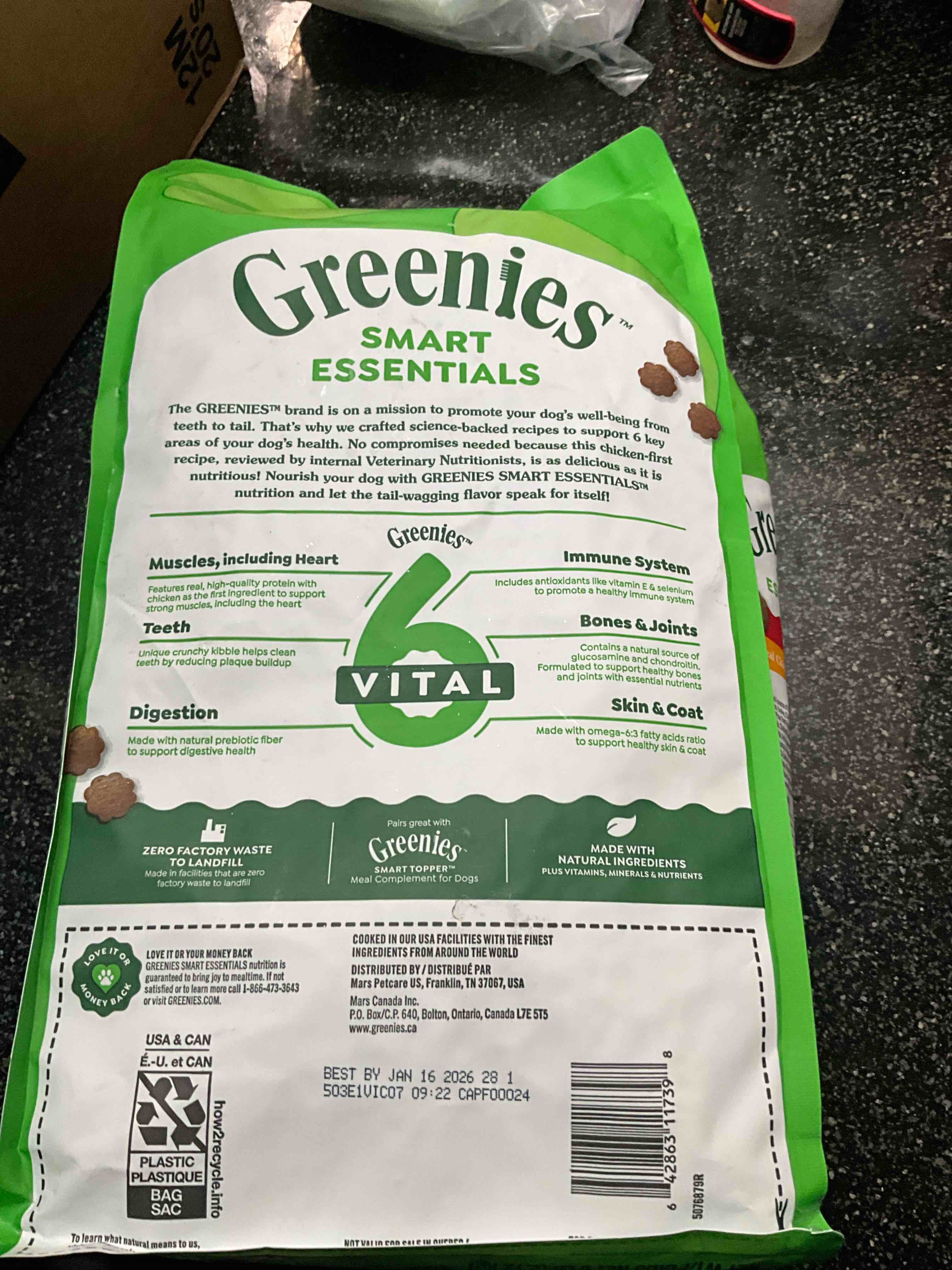 Condition photo showing As Is for Greenies Smart Essentials Adult High Protein Dry Dog Food Real Chicken & Rice Recipe, 6 lb. Bag