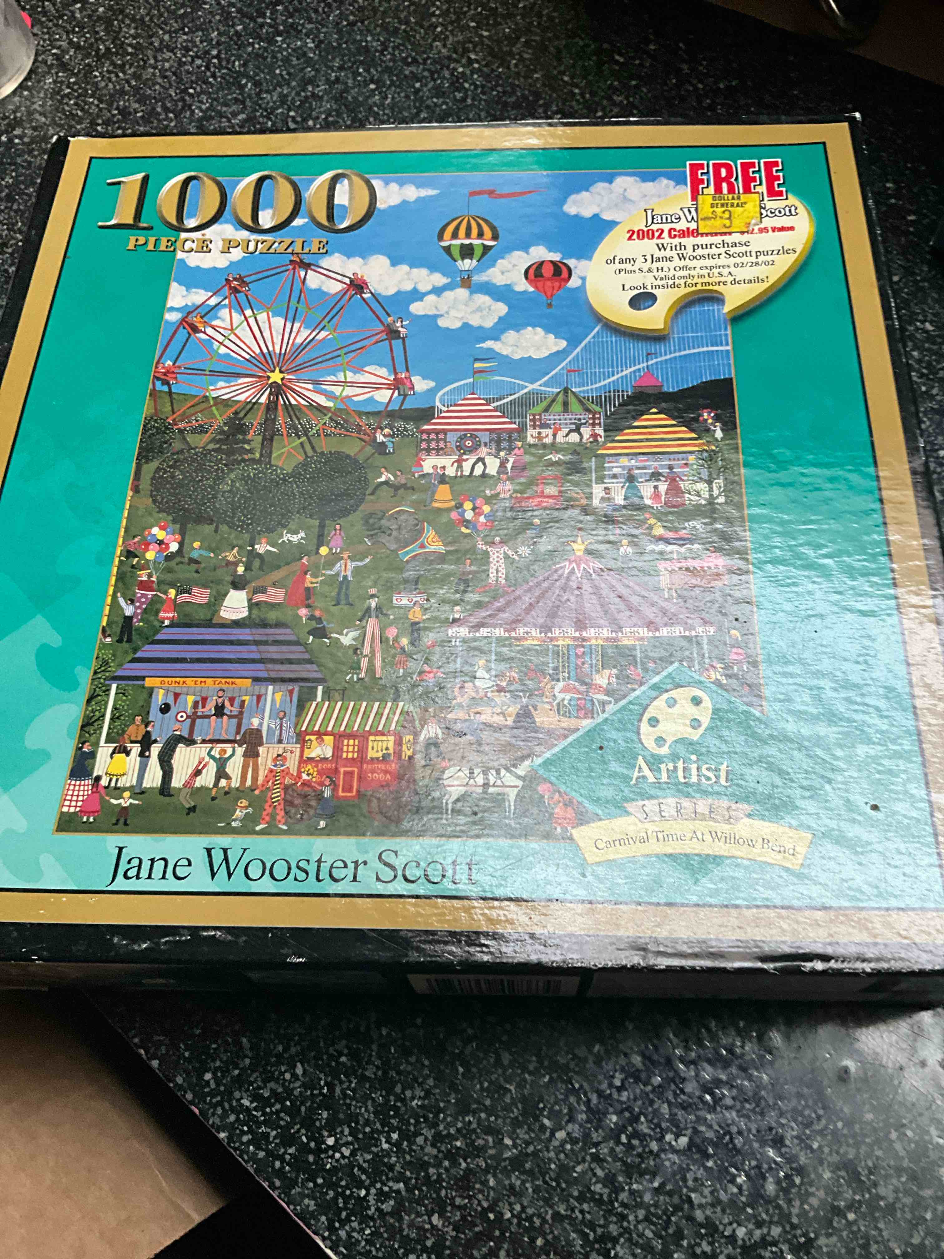 Condition photo showing Good Condition for Jane Wooster Scott - Artist Series - Carnival Time At Willow Bend - 1000 pc Puzzle