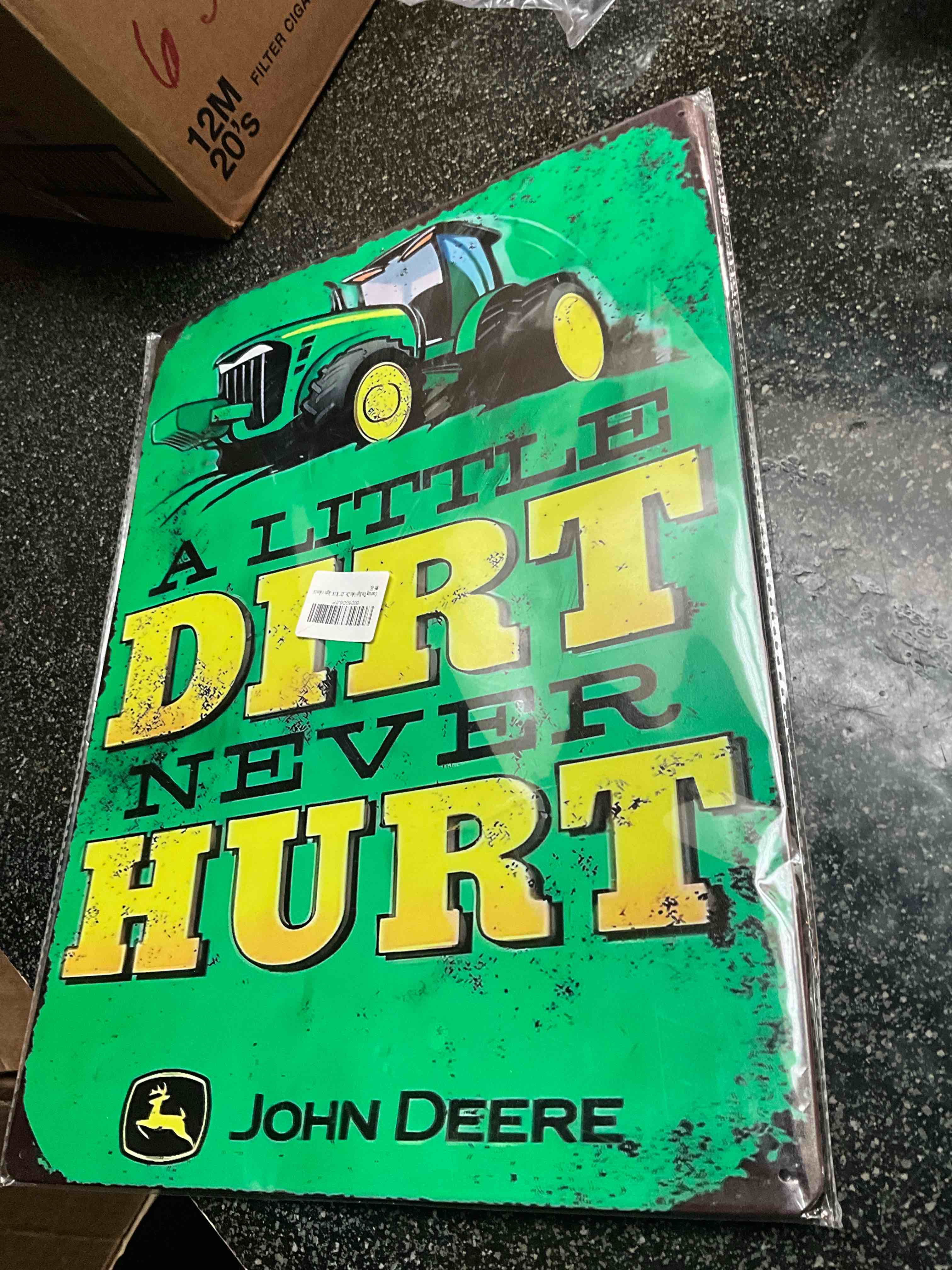 Condition photo showing New/Like New for John Deere - Metal Man Cave Sign 