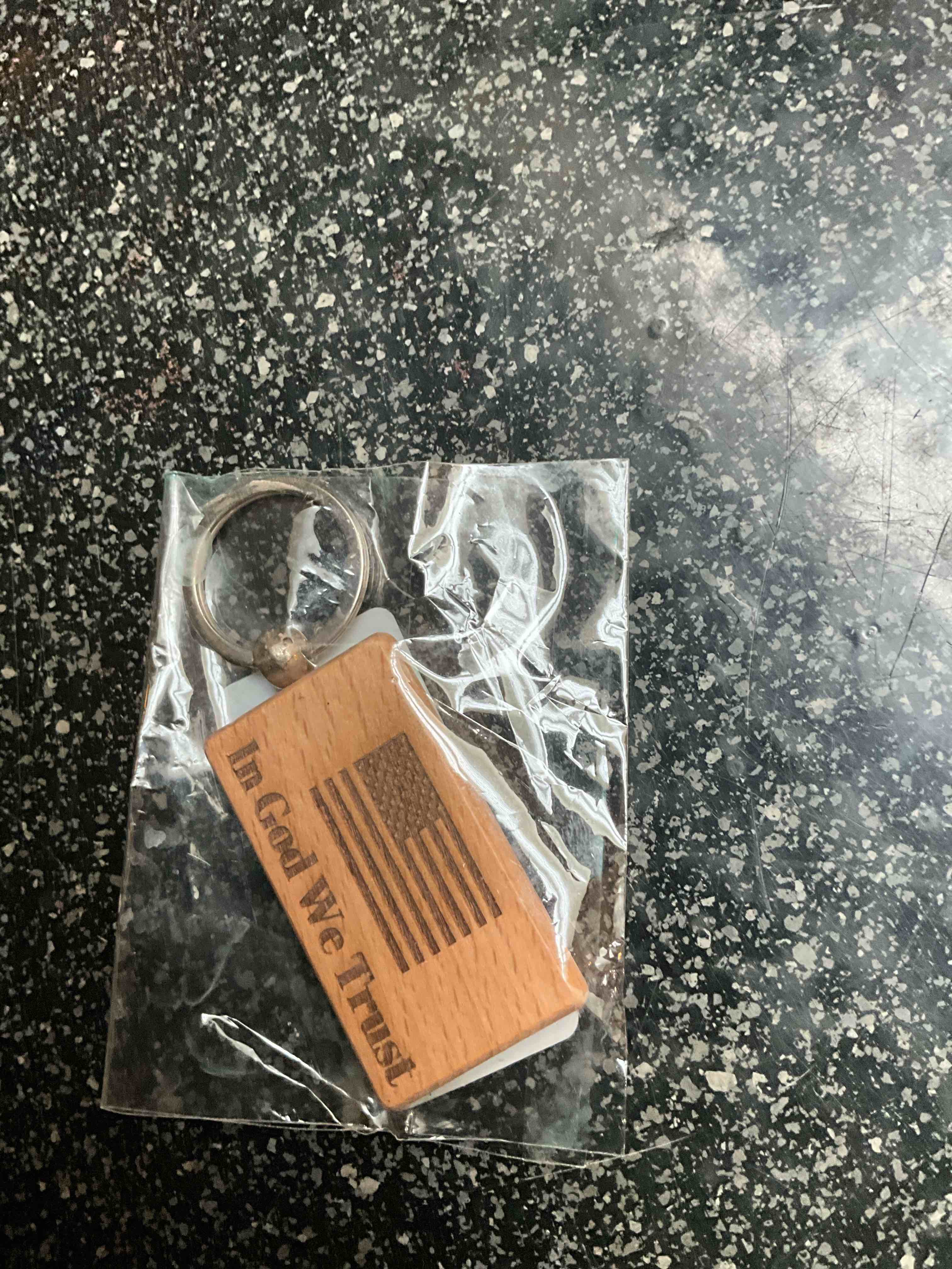 Condition photo showing New/Like New for Ashton & Finch - America/In God We Trust - Wooden Keyring