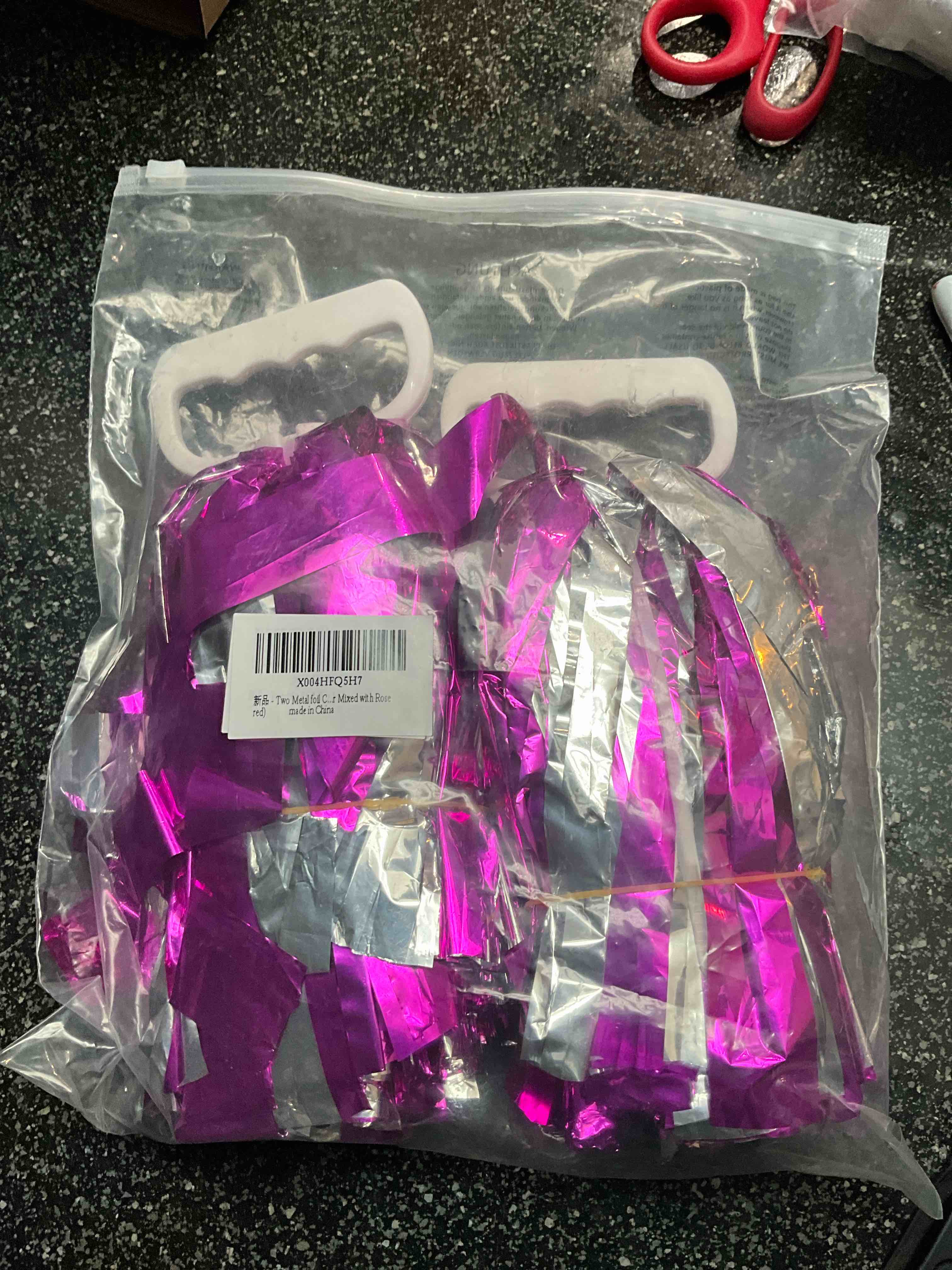 Condition photo showing New/Like New for Metallic Pink & Grey - Pom Poms - 2 count  