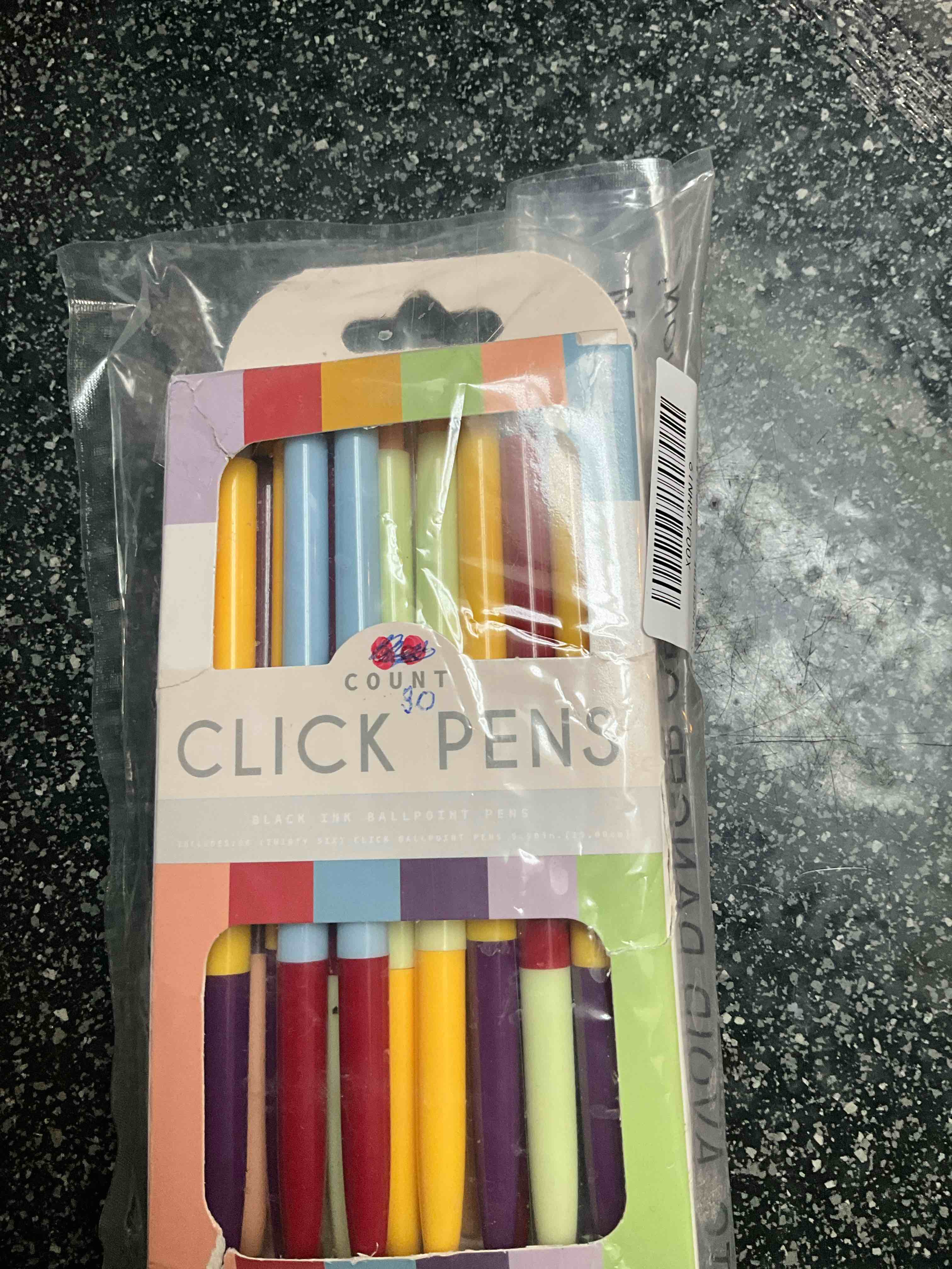 Condition photo showing New/Like New for 30 count - Black Ink Ballpoint Pens - Click Top