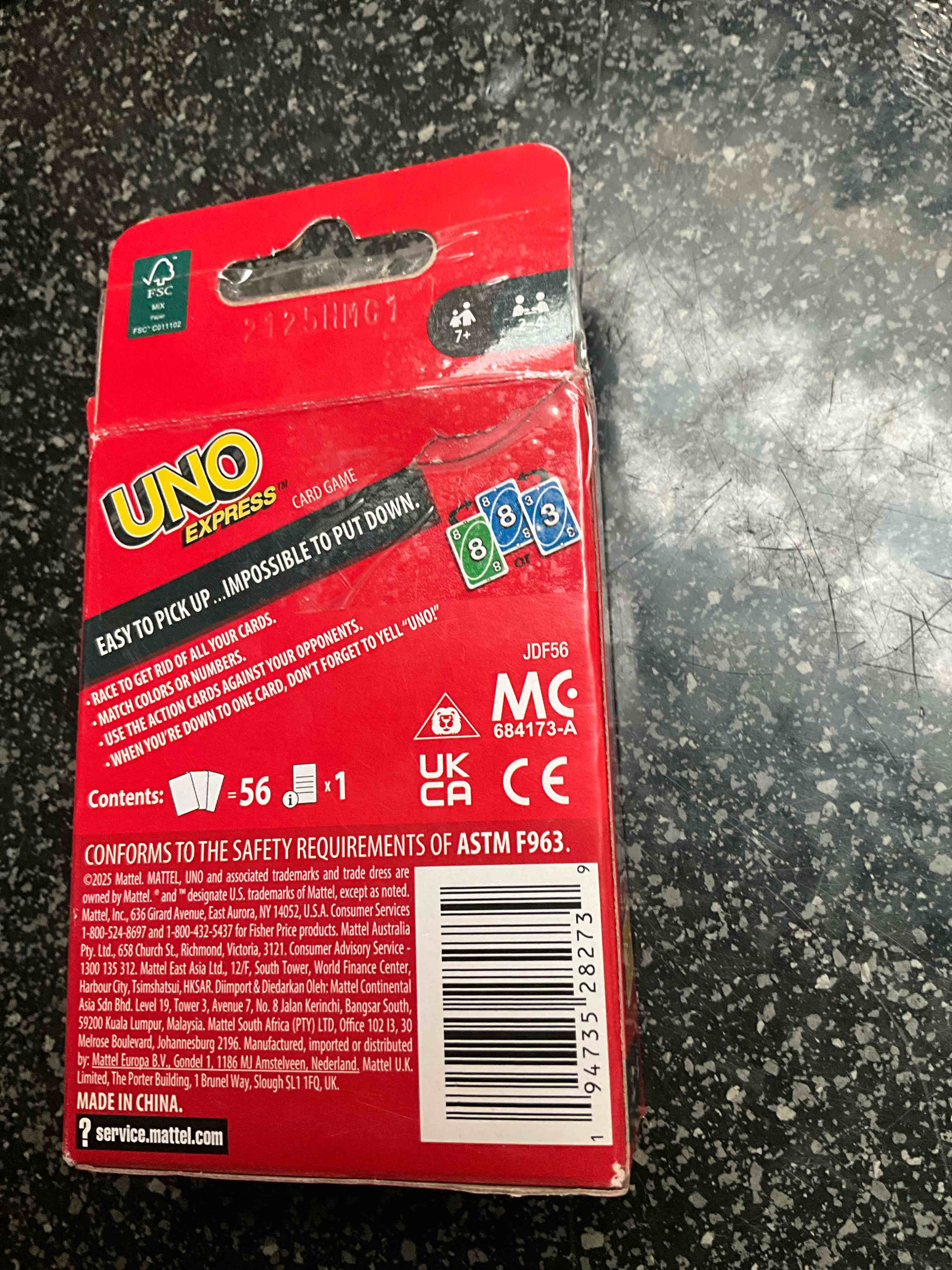 Condition photo showing New/Like New for UNO, Mattel 56 Card Express Card Game, for Kids, Adults & Game Night,