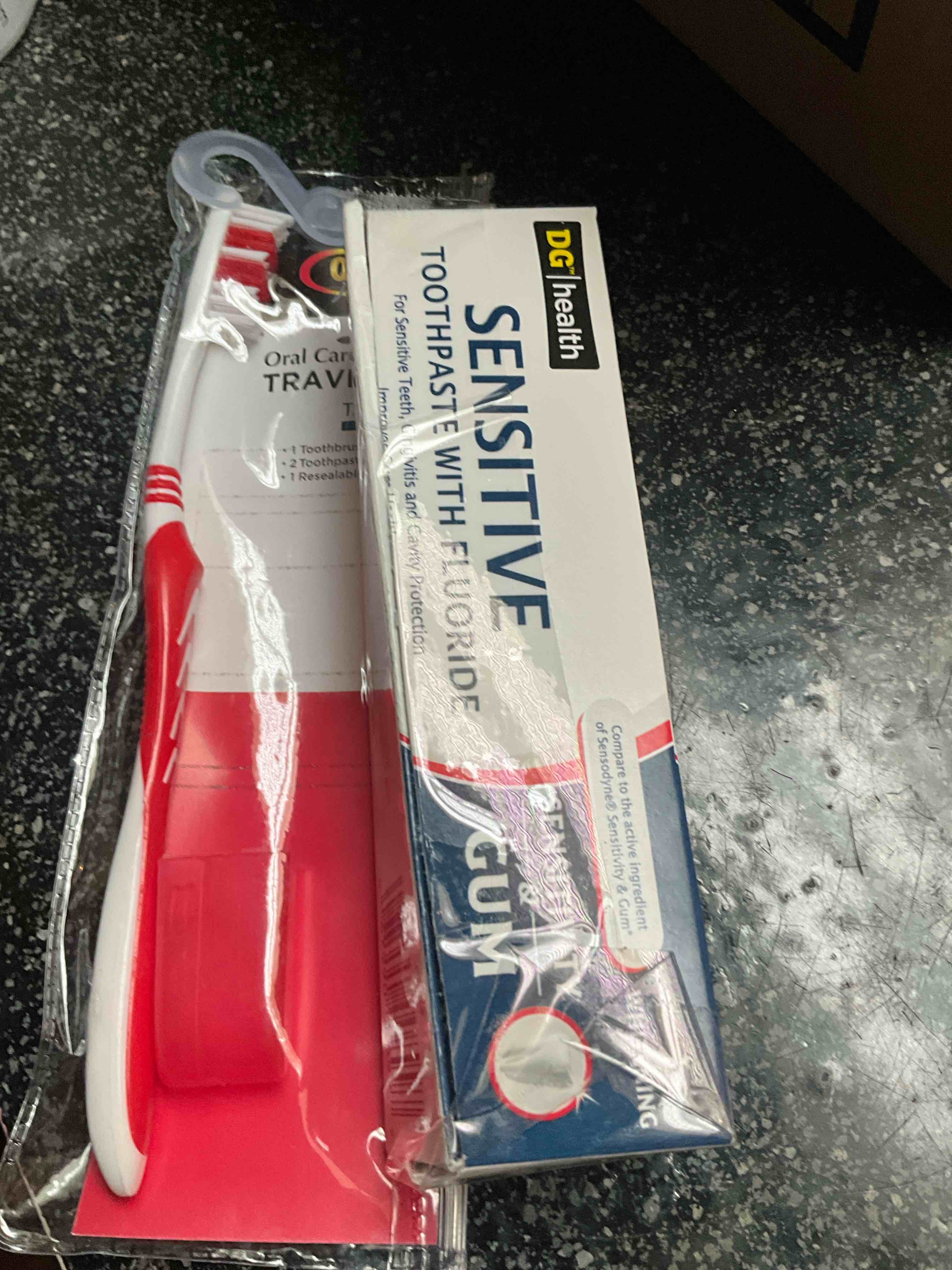 Condition photo showing New/Like New for DG Health - Sensitive Toothpaste with Fluoride 2.3 oz + Travel Toothbrush & cover 