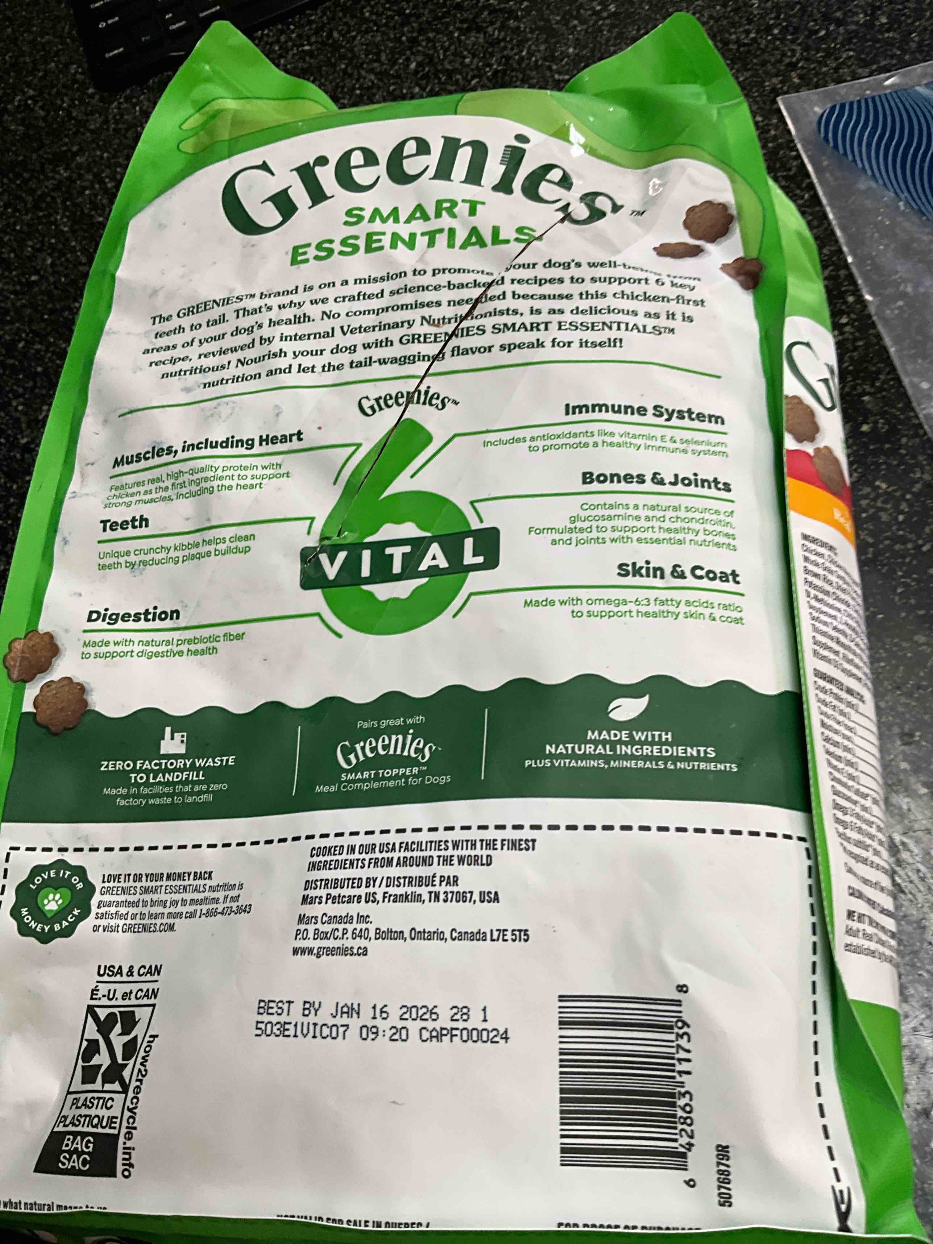 Condition photo showing As Is for Greenies Smart Essentials Adult High Protein Dry Dog Food Real Chicken & Rice Recipe, 6 lb. Bag