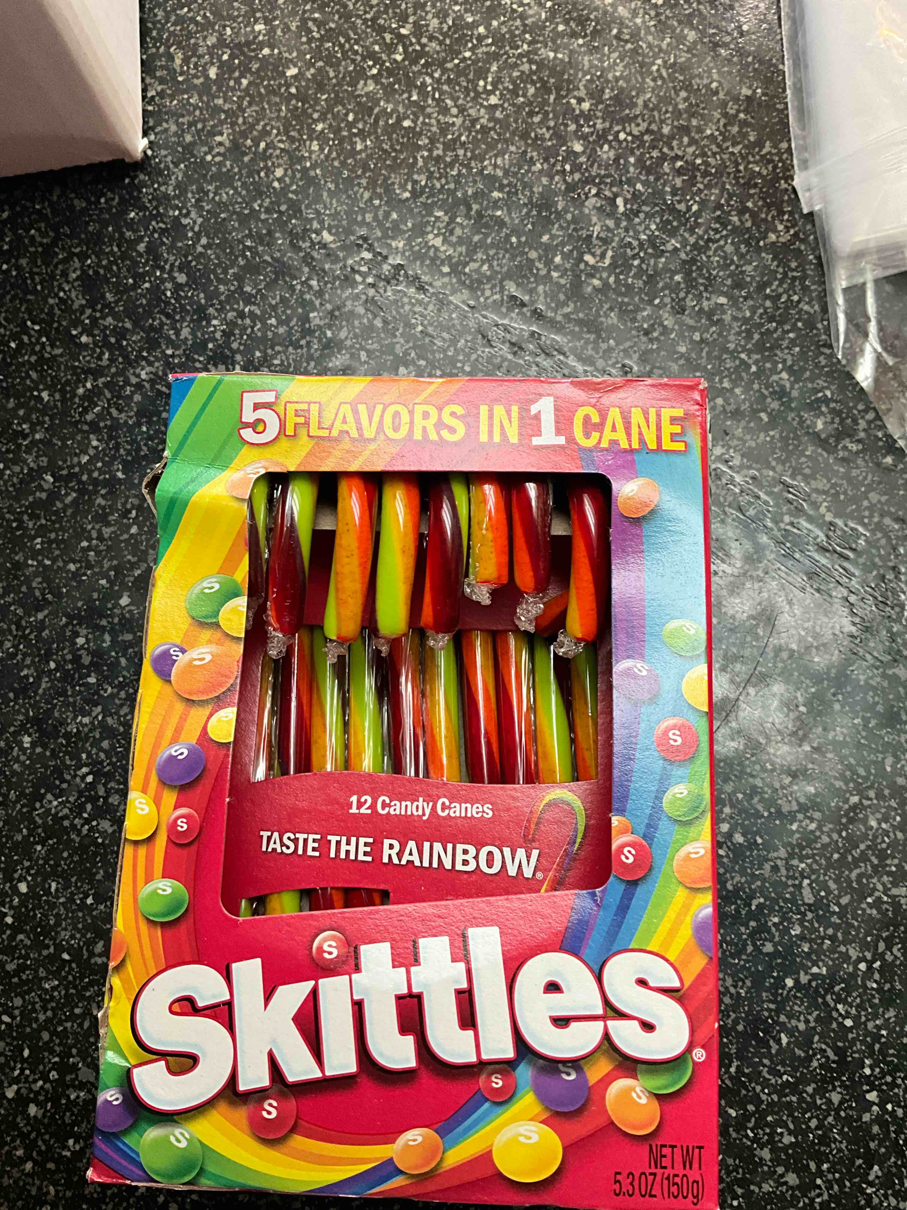 Condition photo showing New/Like New for Skittles - 12 Candy Canes - Taste The Rainbow - 5 Flavors in 1 Cane - 5.3 oz 