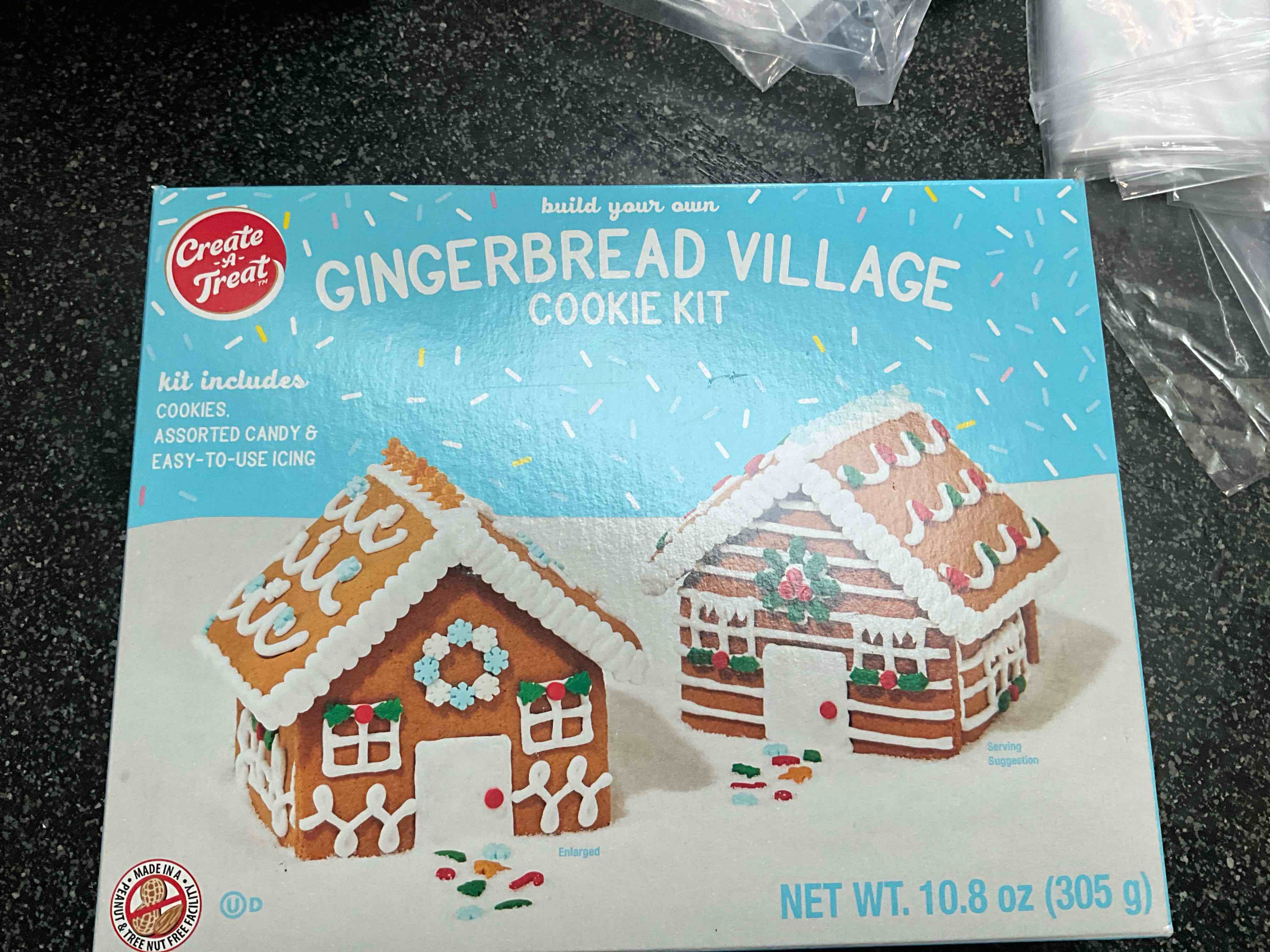 Condition photo showing New/Like New for Create A Treat - Build Your Own - Gingerbread Village Cookie Kit - 10.8 oz