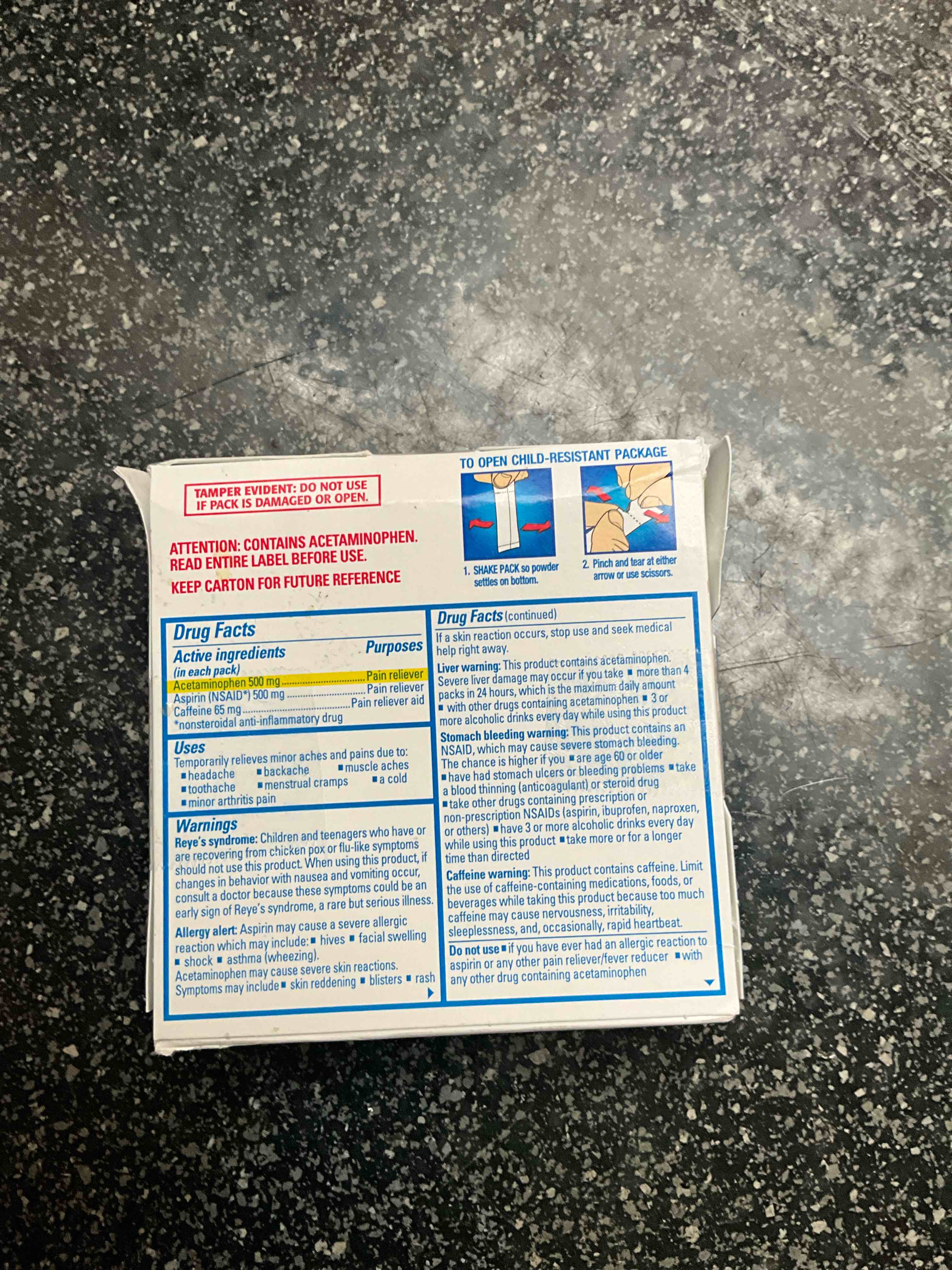 Condition photo showing New/Like New for BC MAX Strength Fast Pain Relief Powder, Lemonade Flavor Aspirin 500mg and Acetaminophen 500mg Dissolve Packs, 16 Count