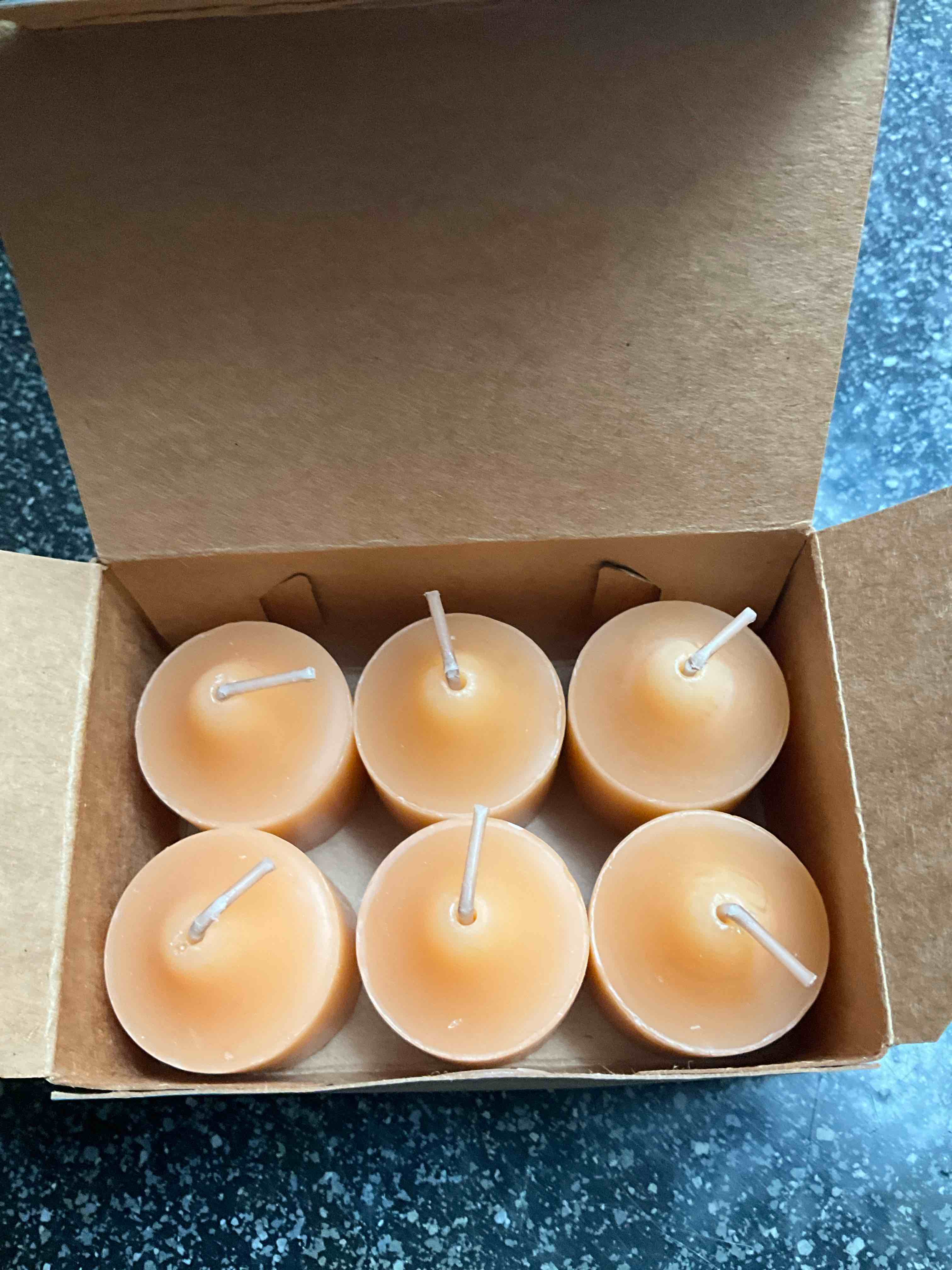 party lite - peach - votive candles - 6 count 