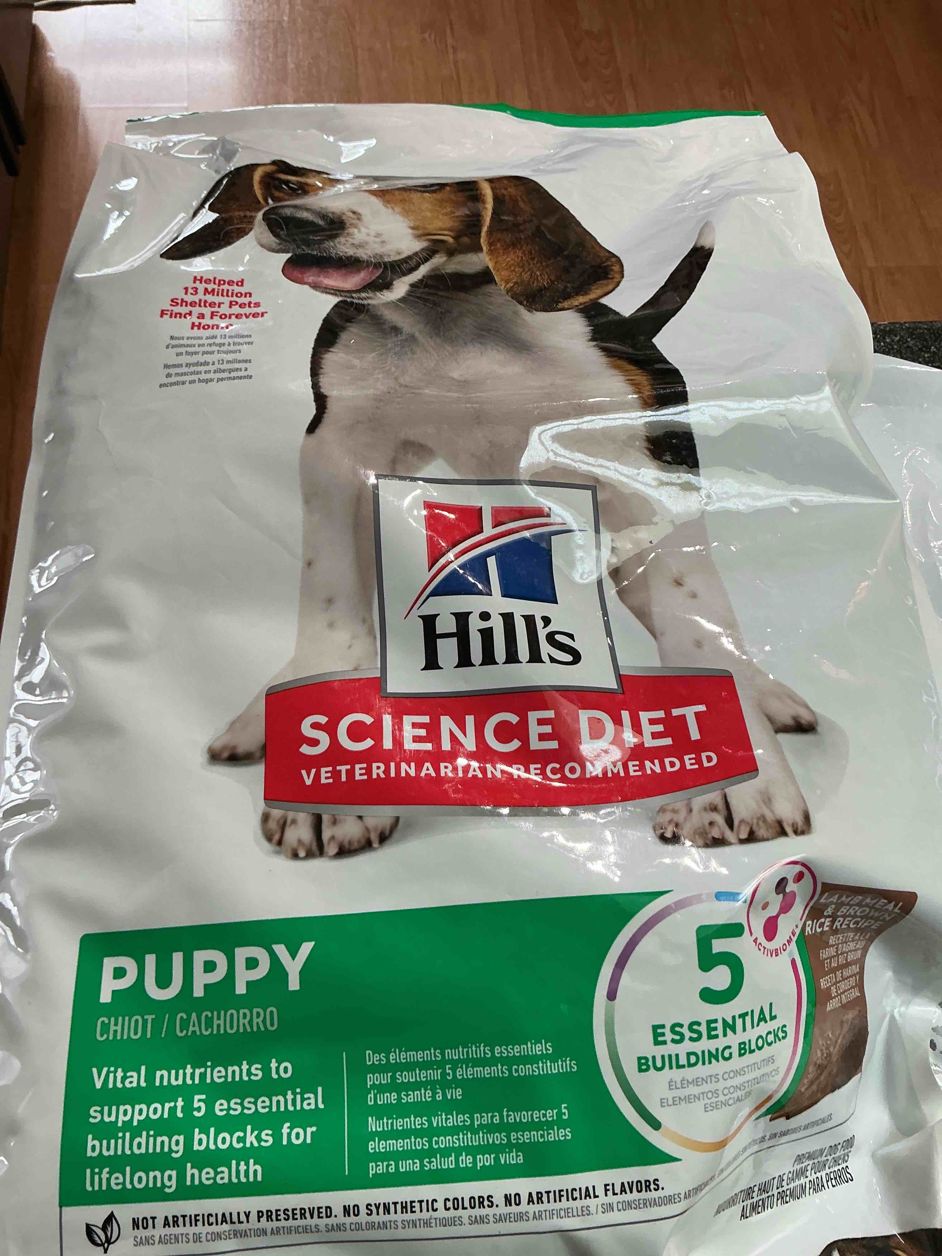 Condition photo showing New/Like New for Hill's Science Diet Puppy, Puppy Premium Nutrition, Dry Dog Food, Lamb & Brown Rice,25 lb Bag