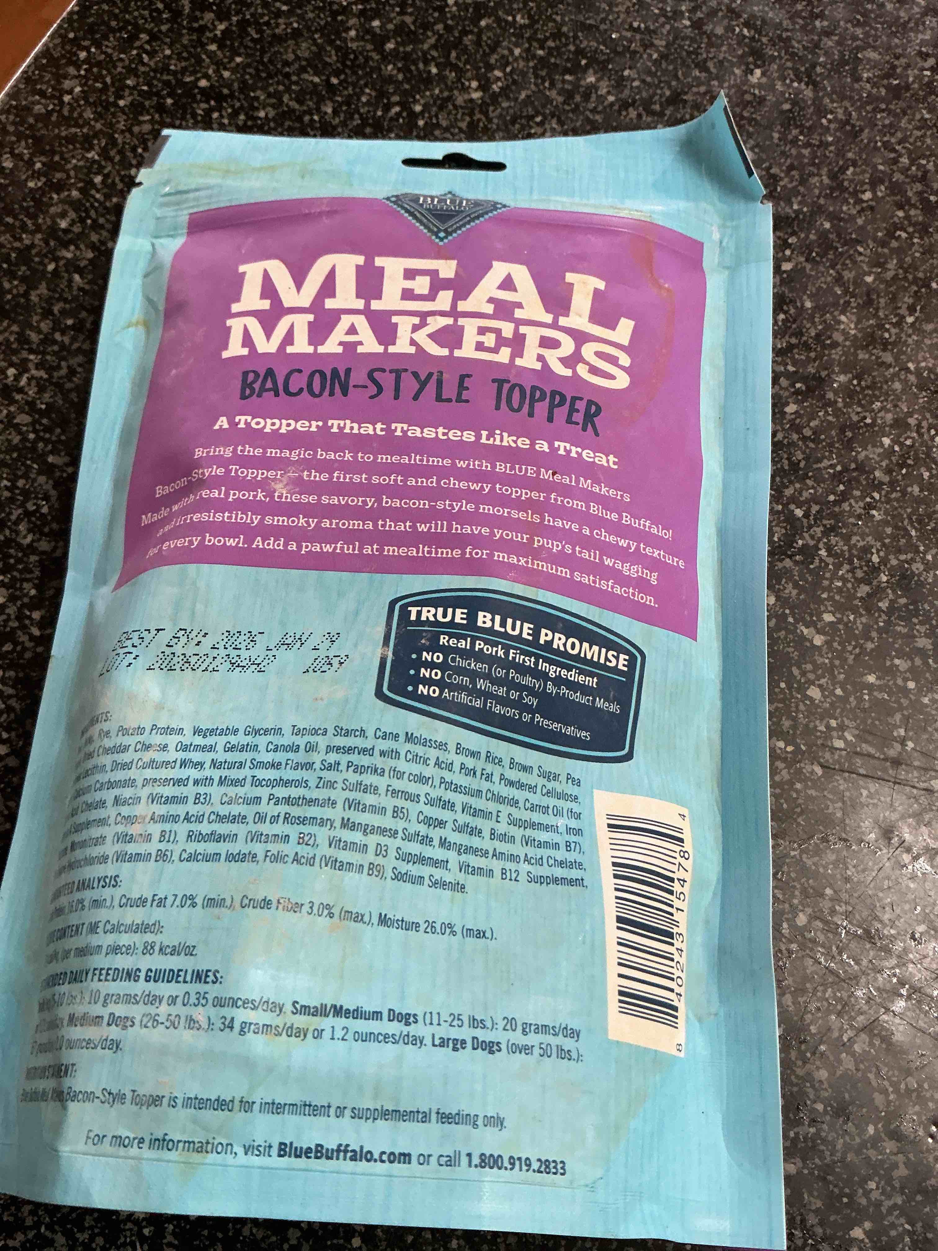 Condition photo showing As Is for Blue Buffalo Meal Makers Bacon - Style Toppers 