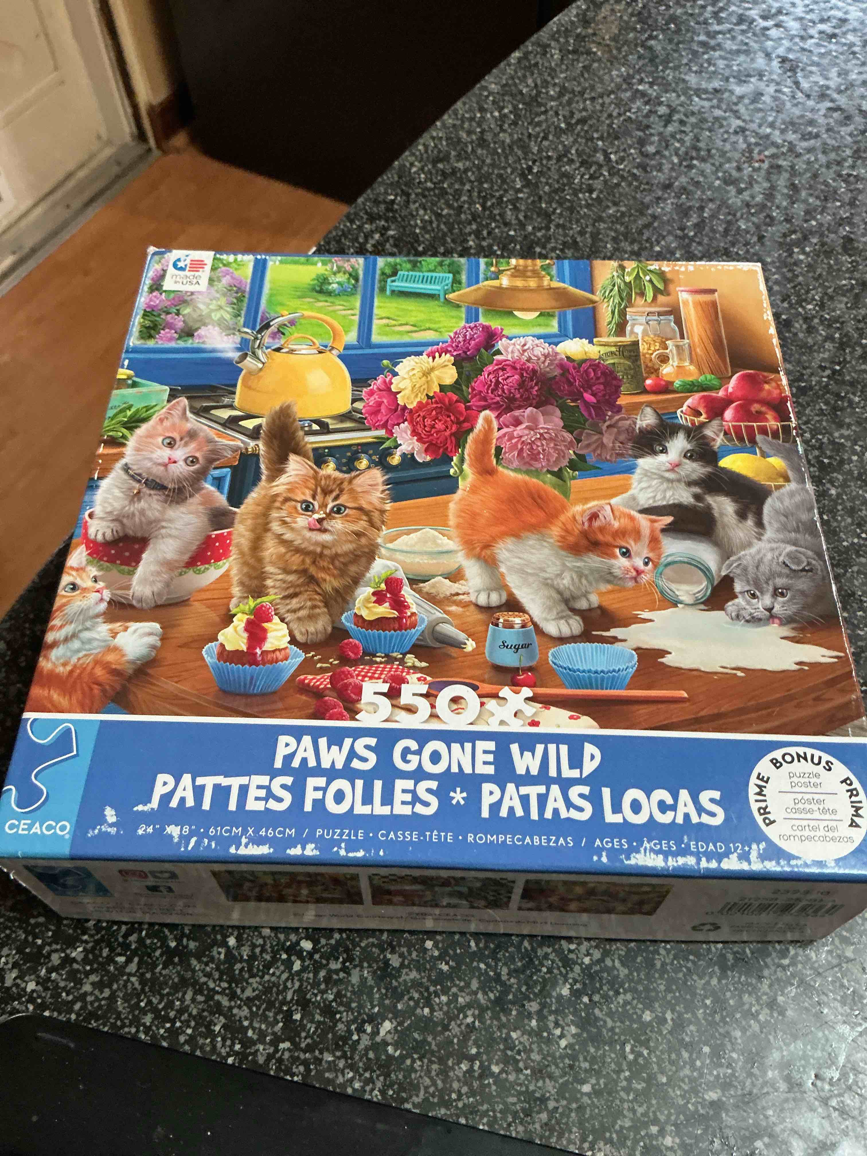 Condition photo showing New/Like New for Paws Gone Wild 550  Puzzle Pieces 