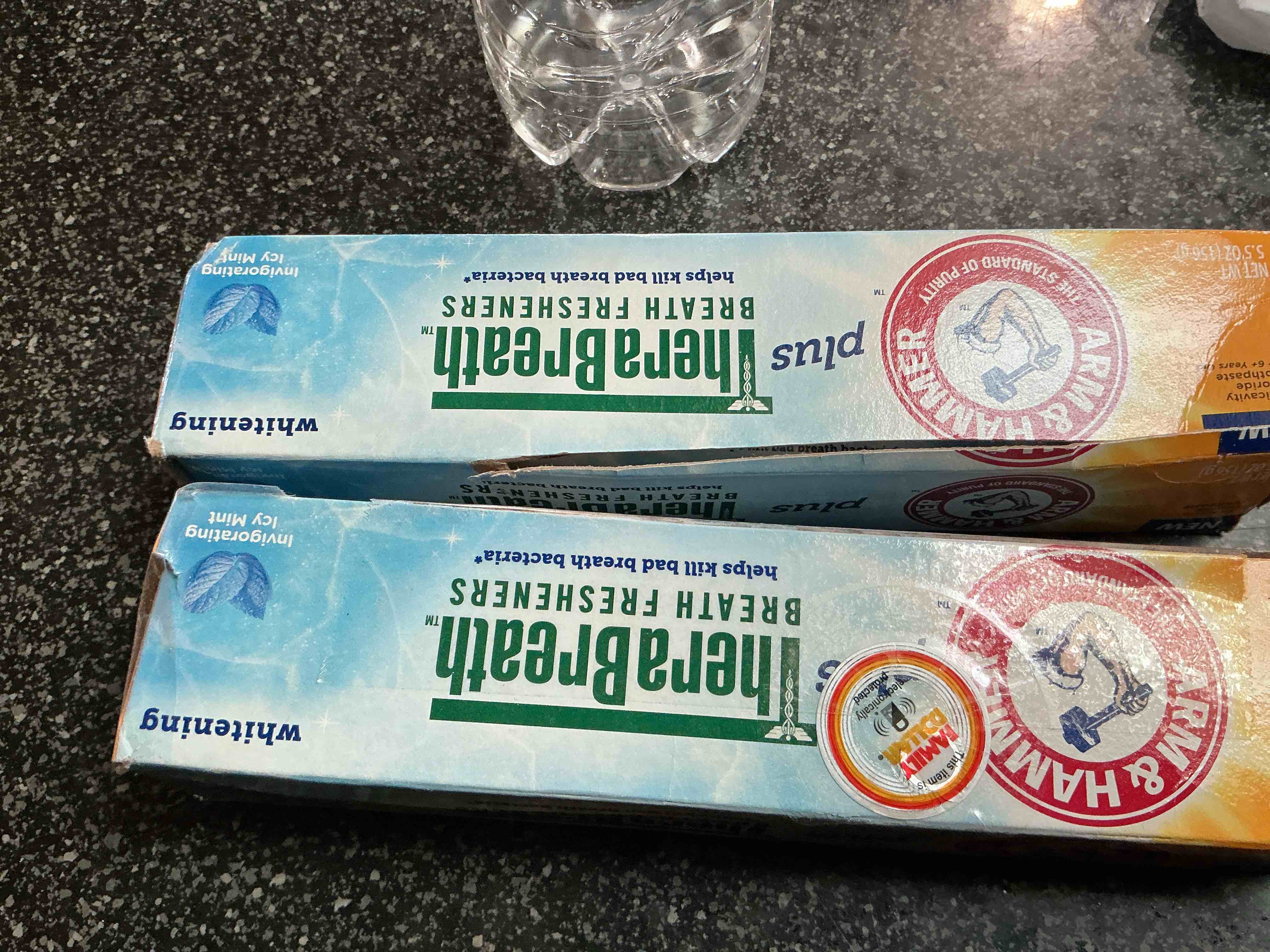 Condition photo showing New/Like New for ARM & HAMMER Whitening Toothpaste Plus Therabreath Breath Fresheners, Invigorating ICY Mint Flavor, 5.5 oz