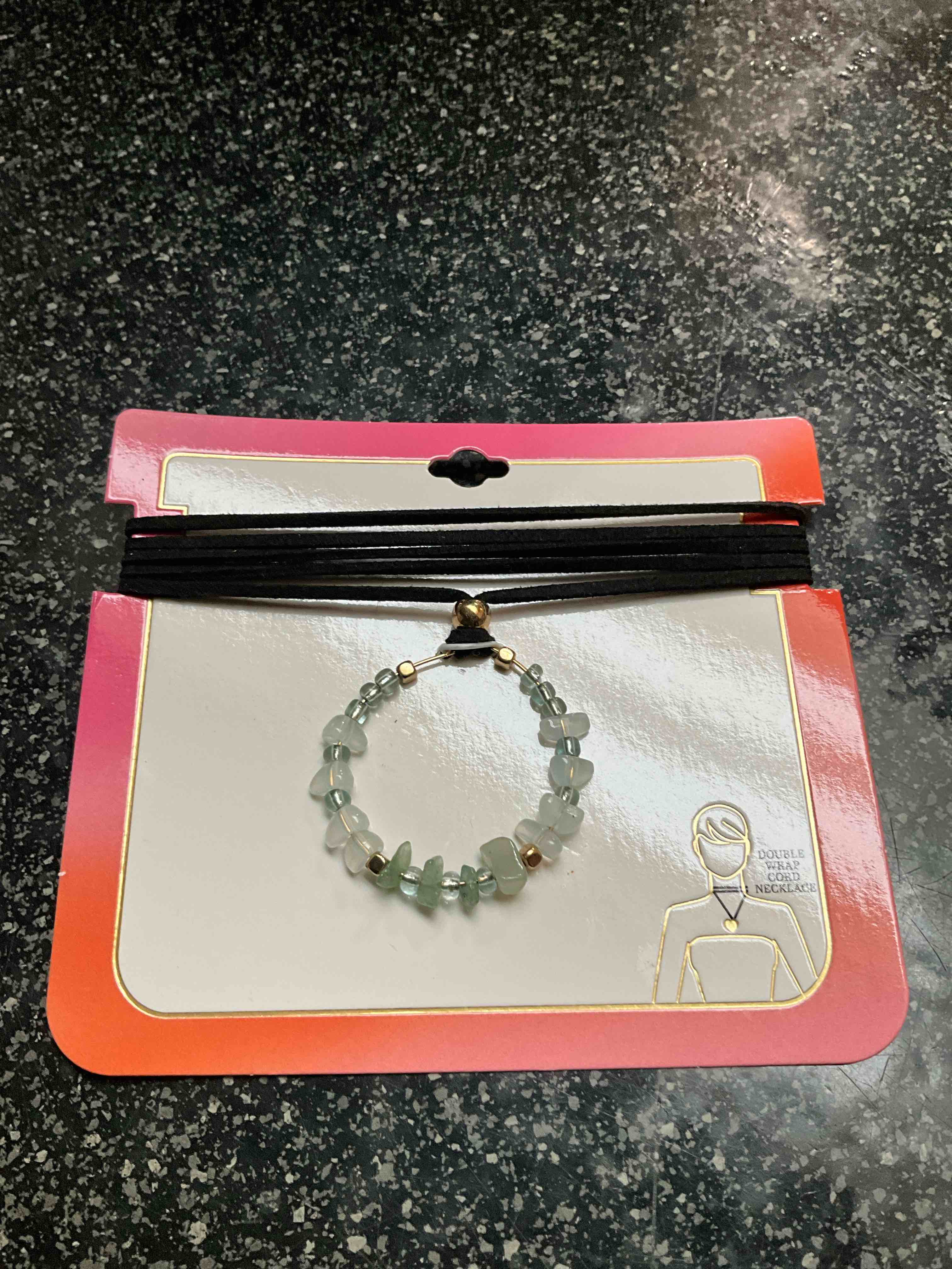 Condition photo showing New/Like New for Double Wrap Cord Necklace - Black/Green 