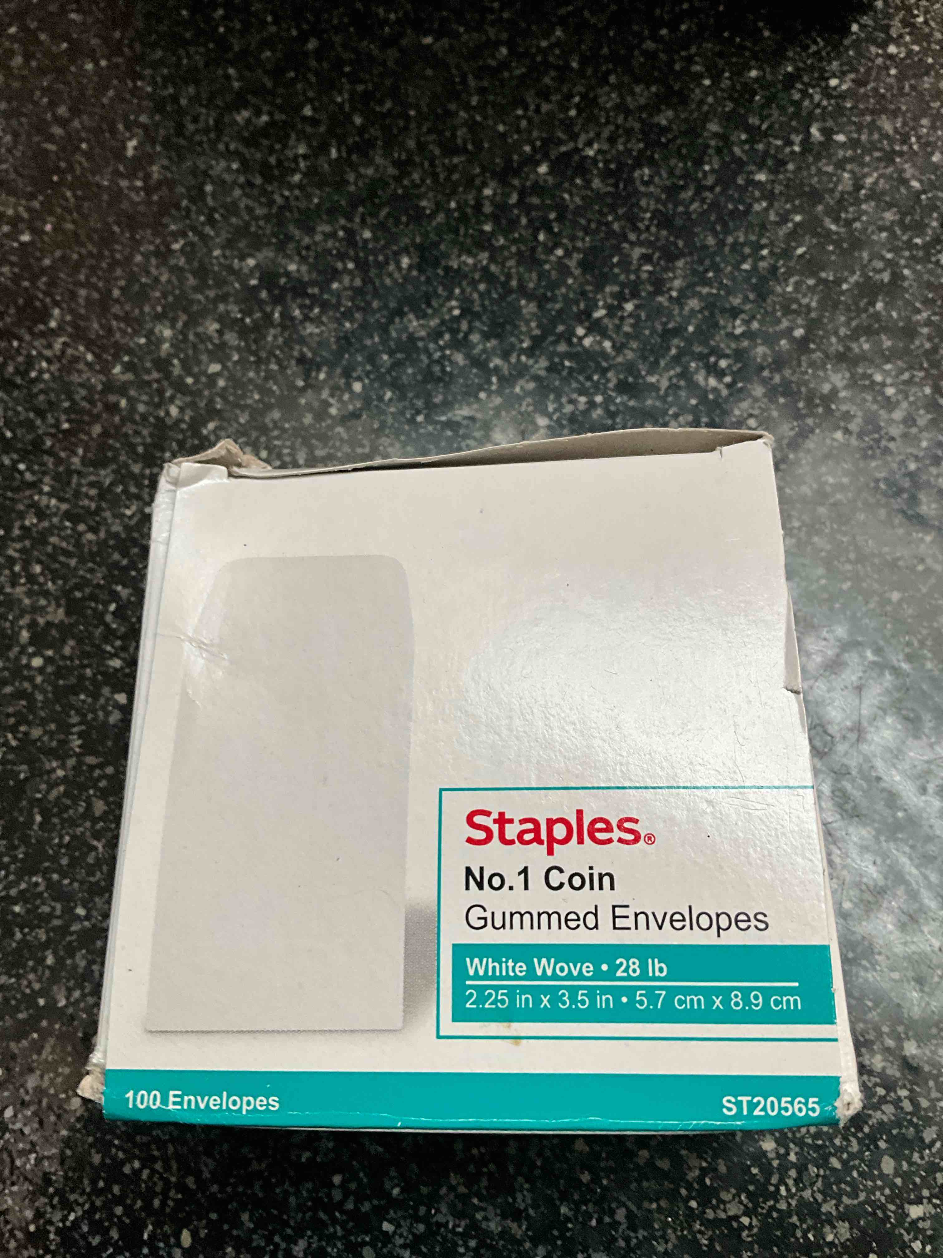 Condition photo showing New/Like New for Staples - No. 1 Coin Gummed Envelopes - White Wove - 2.25 x 3.5 