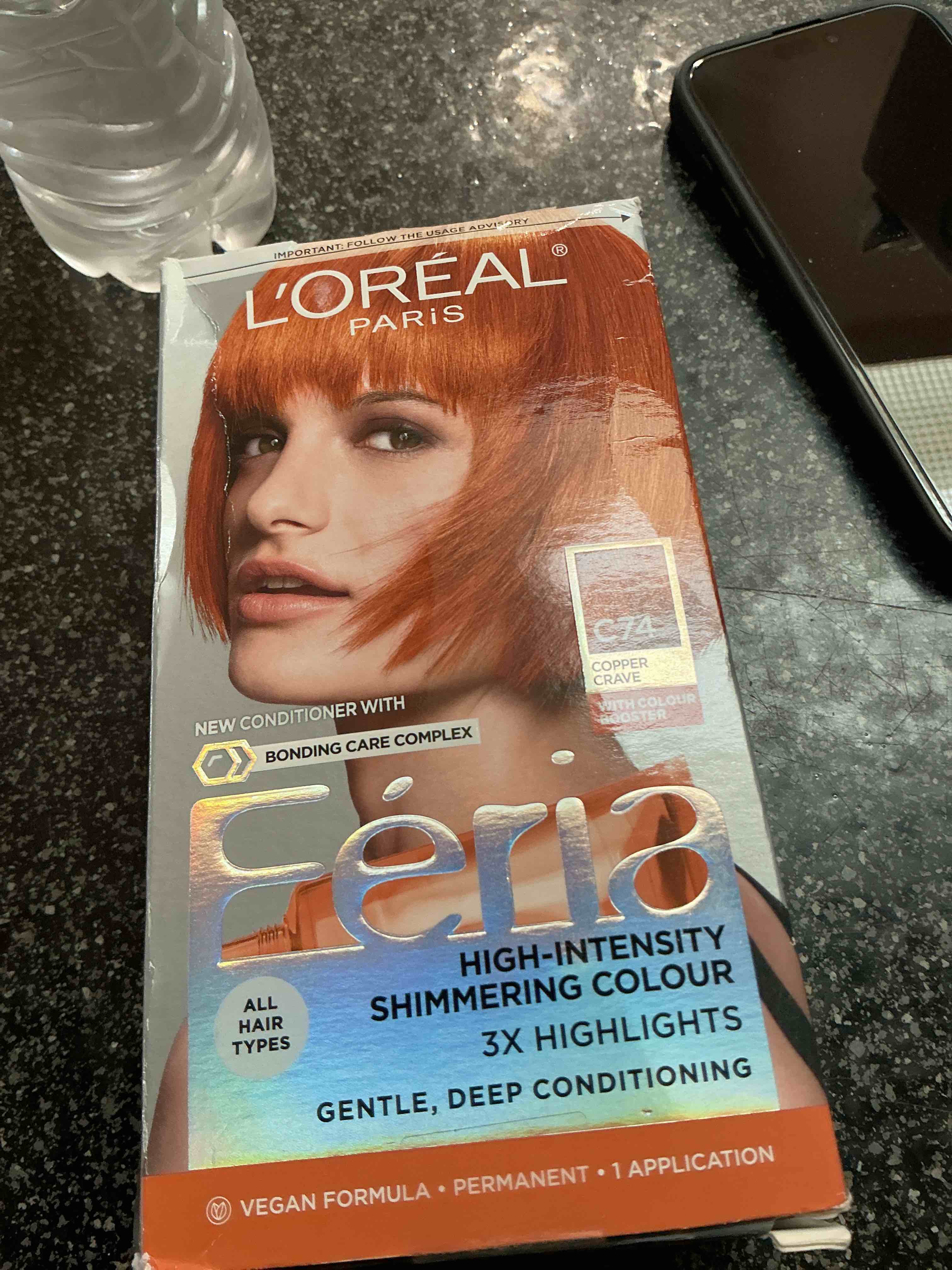 Condition photo showing New/Like New for L'Oreal Paris Feria Multi-Faceted Shimmering Permanent Hair Color, C74 Copper Crave (Intense Copper), Pack of 1, Hair Dye