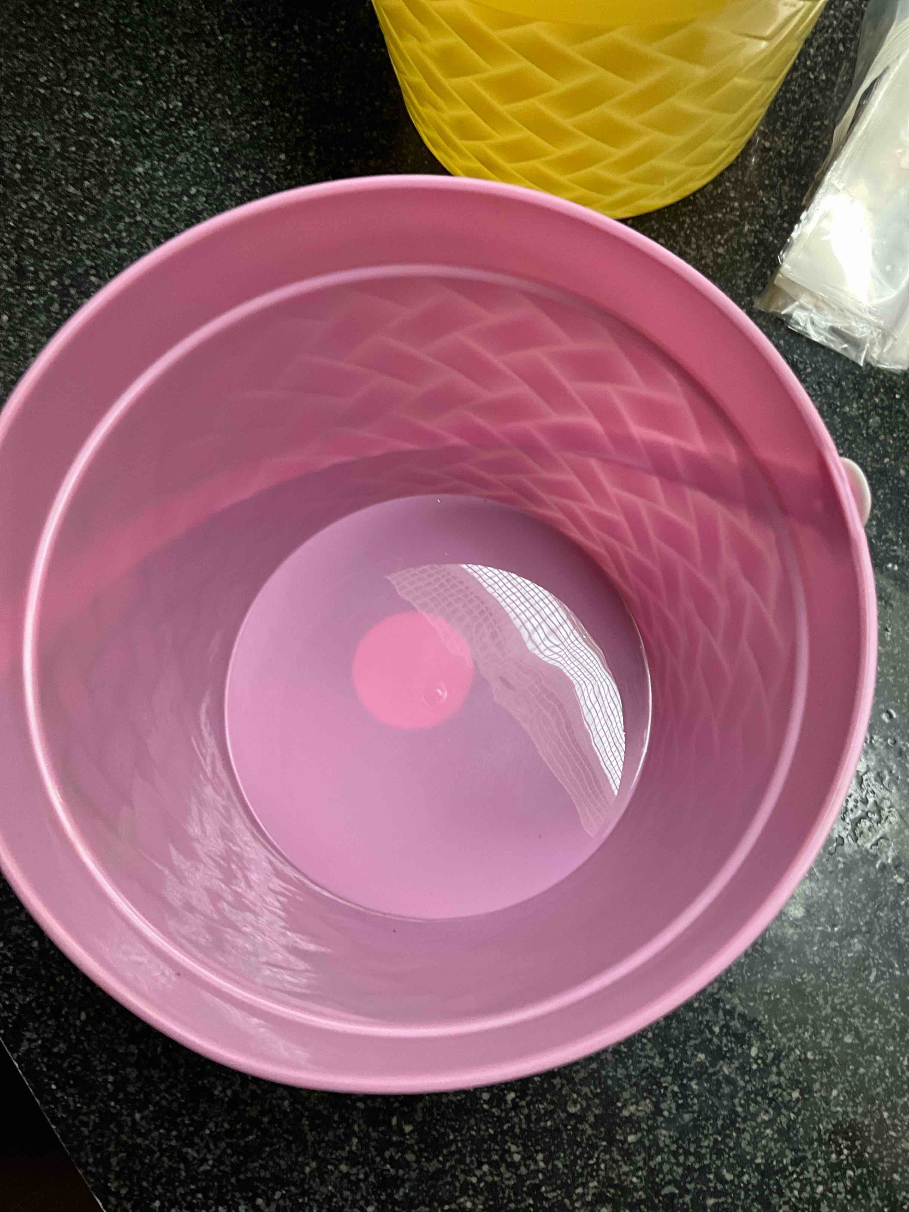 Condition photo showing New/Like New for Pink Basket Weave Easter Basket 