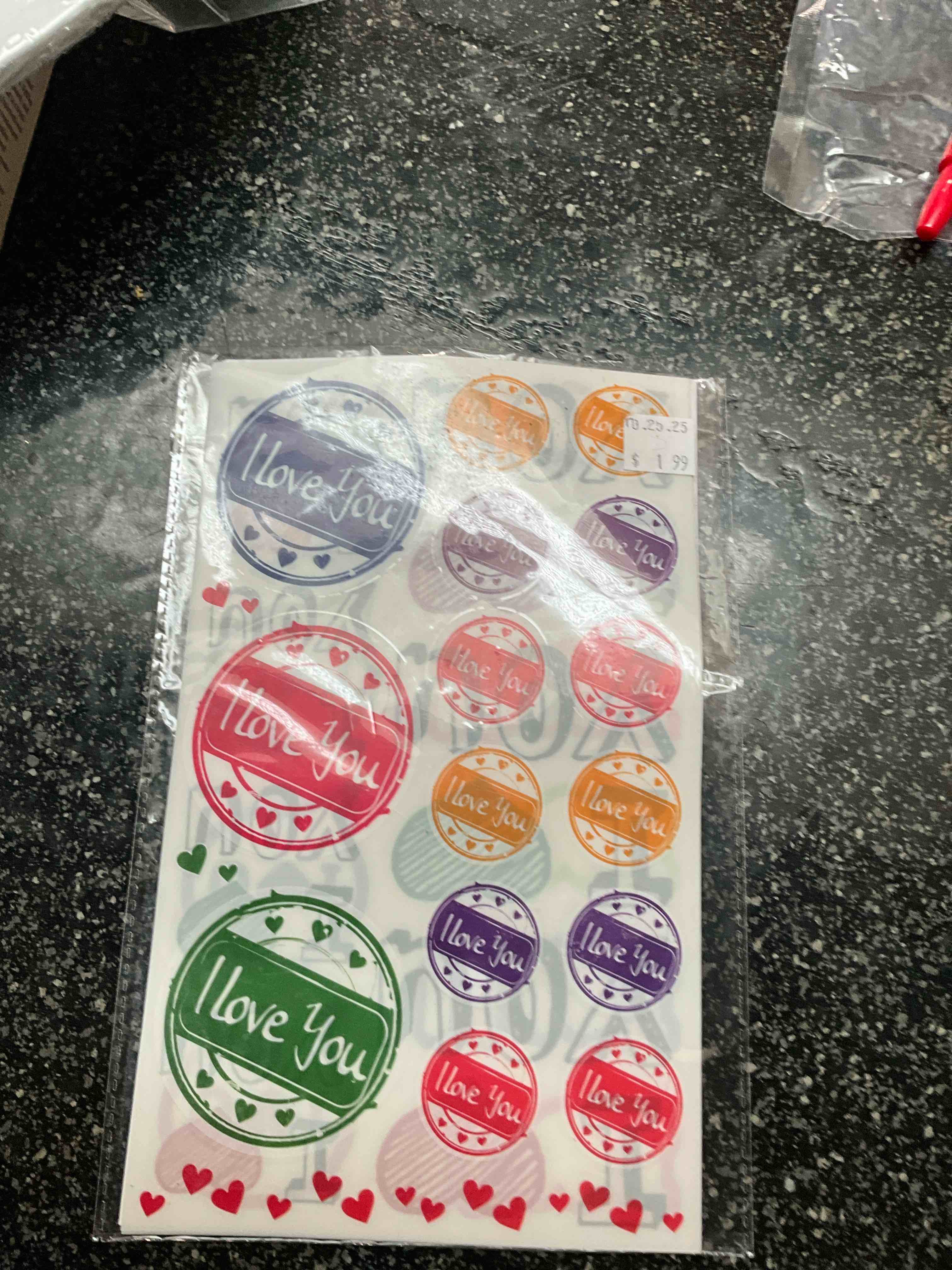 Condition photo showing New/Like New for I Love You / Love Stickers - 3 pages  