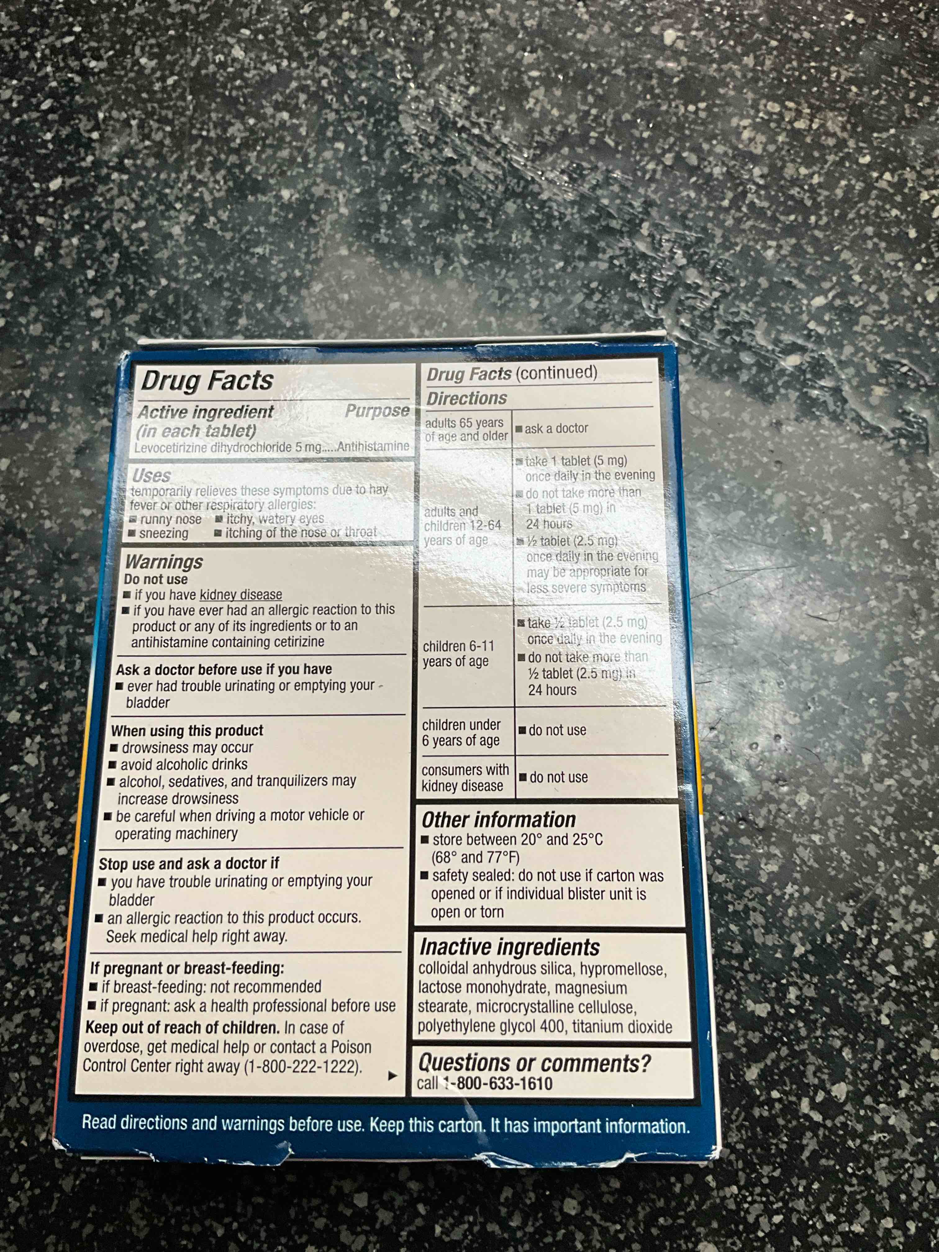 Condition photo showing As Is for Xyzal 24 Hour Allergy Relief Medicine, Original Prescription Strength Antihistamine, Levocetirizine Dihydrochloride Tablets, 5 mg, 10 Count