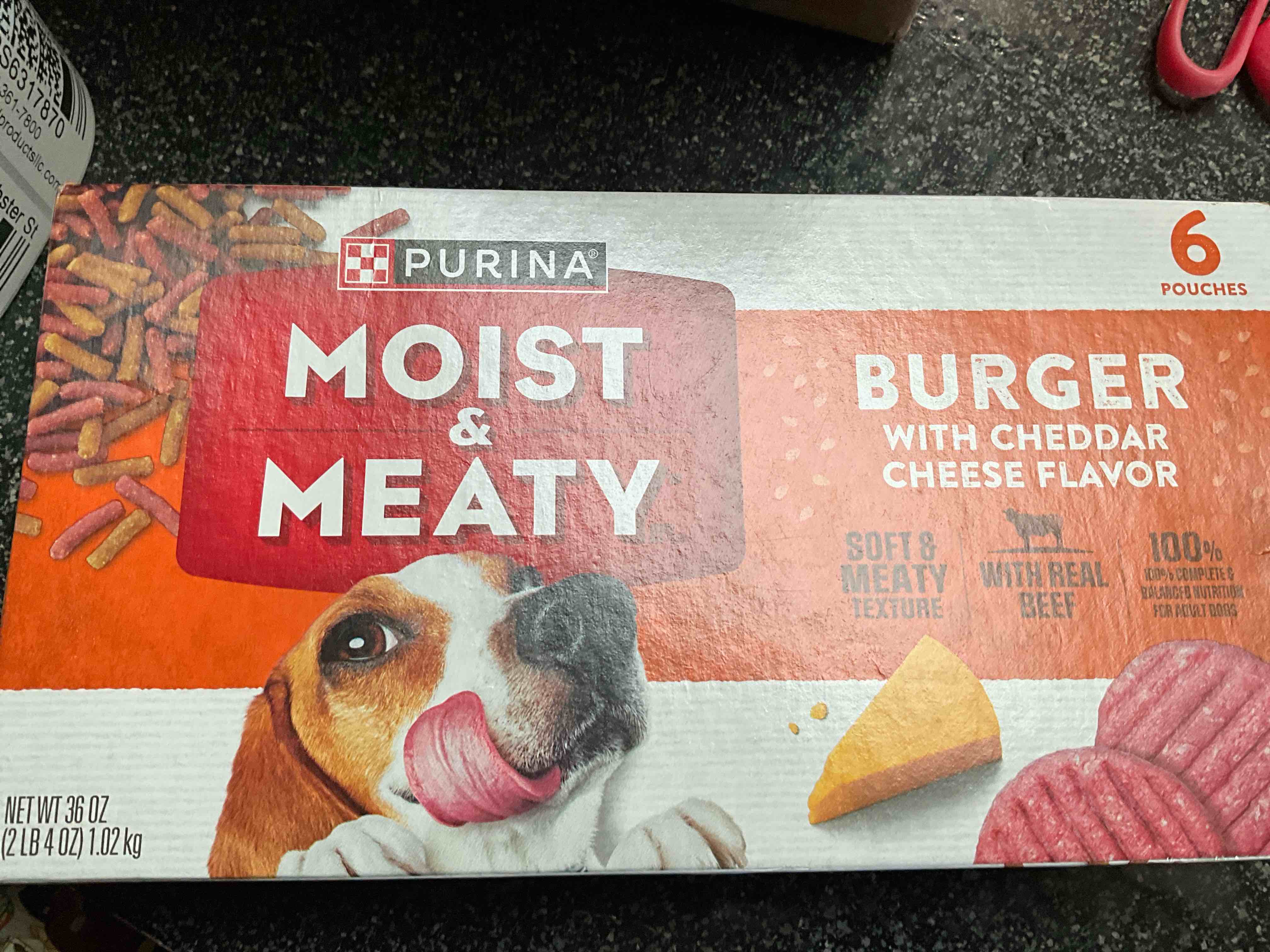 Condition photo showing As Is for Purina - Moist & Meaty - Burger with Cheddar Cheese Flavor -6 Pouches 36oz 