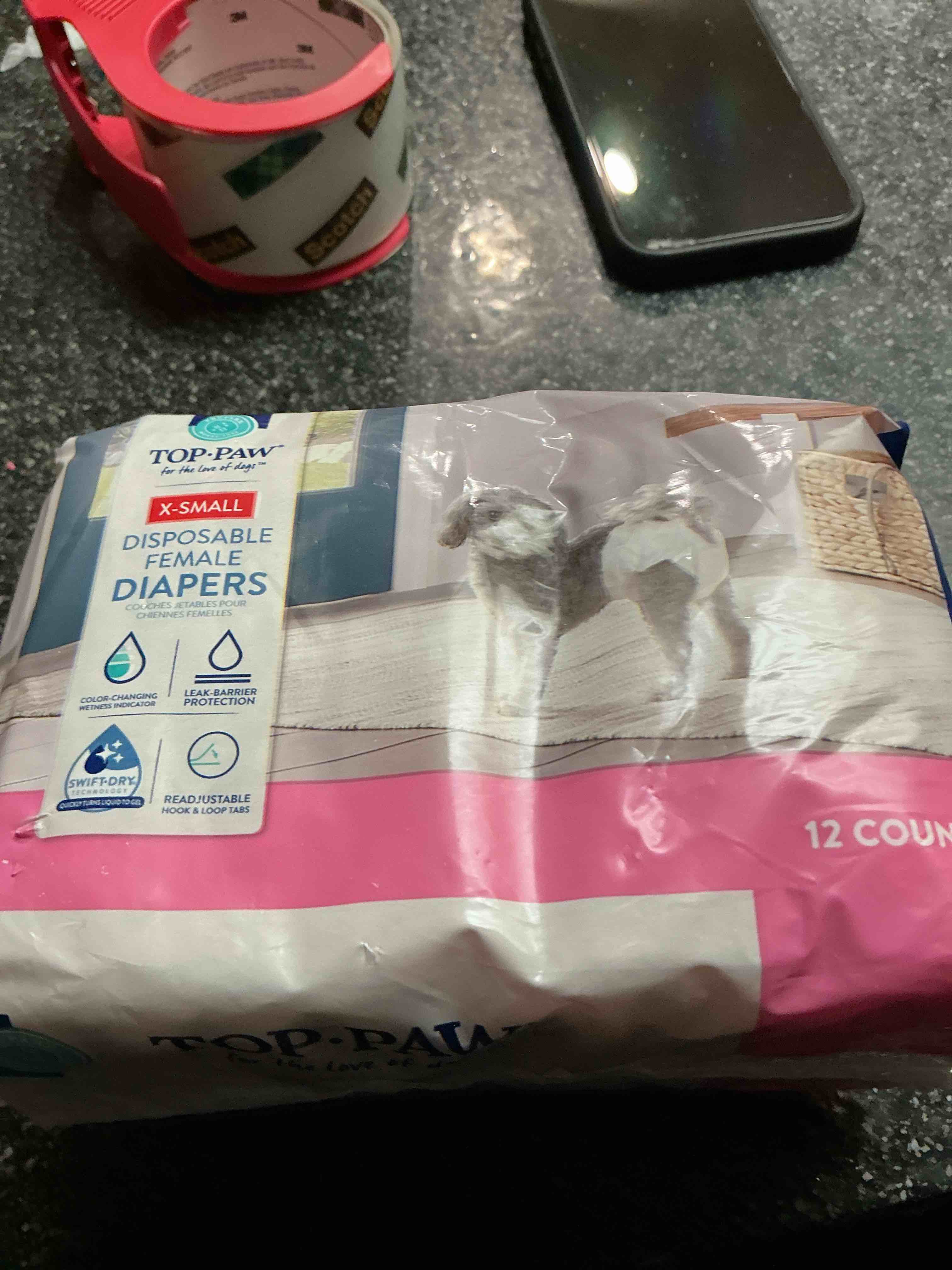 top - paw disposable female diapers size small 12 count