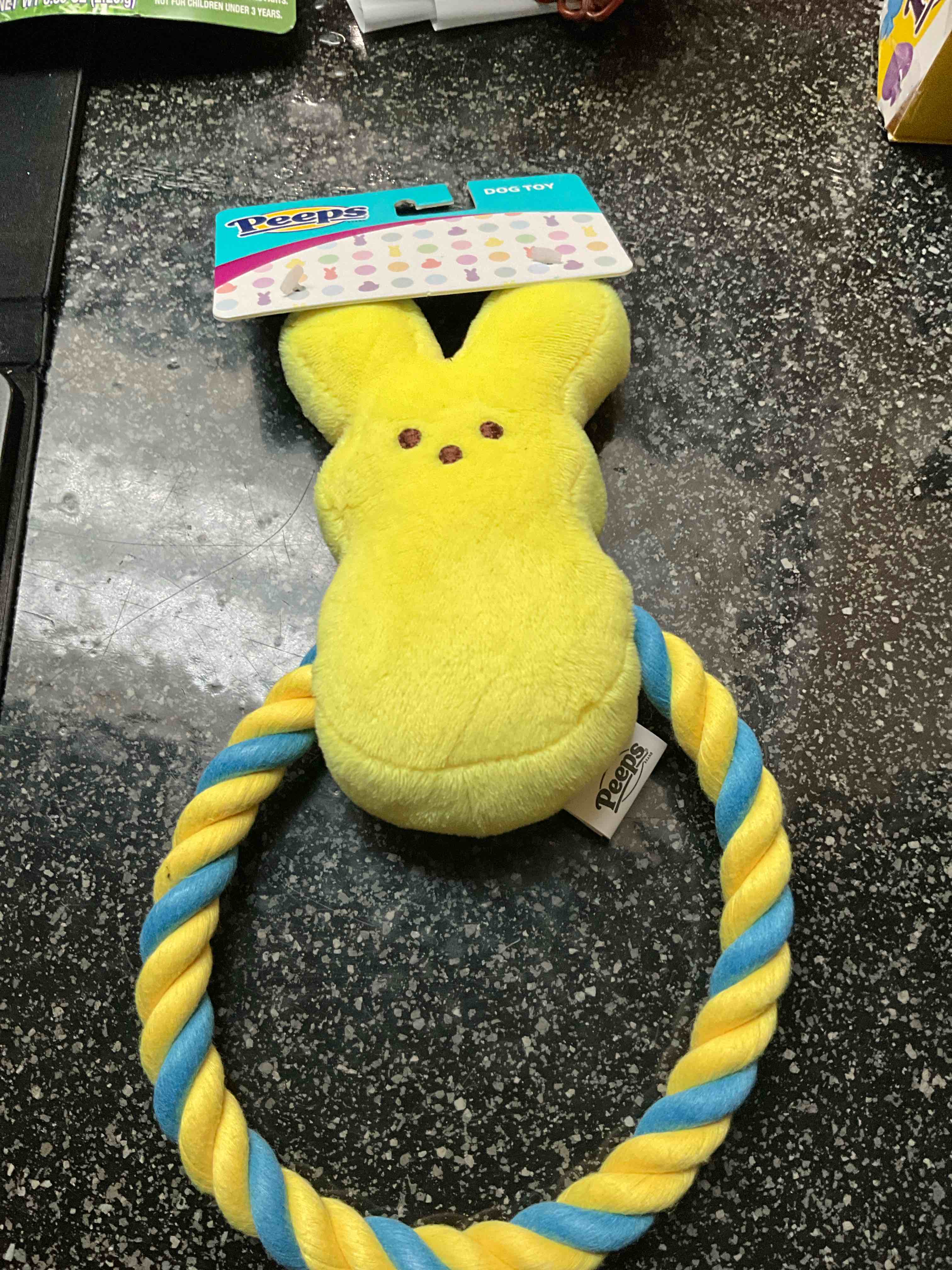 Condition photo showing New/Like New for Plush Bunny Rope Pull Toy for Dogs | Peeps for Pets Squeaker Dog Toy is a Fun and Cute Way to Entertain Your Pet