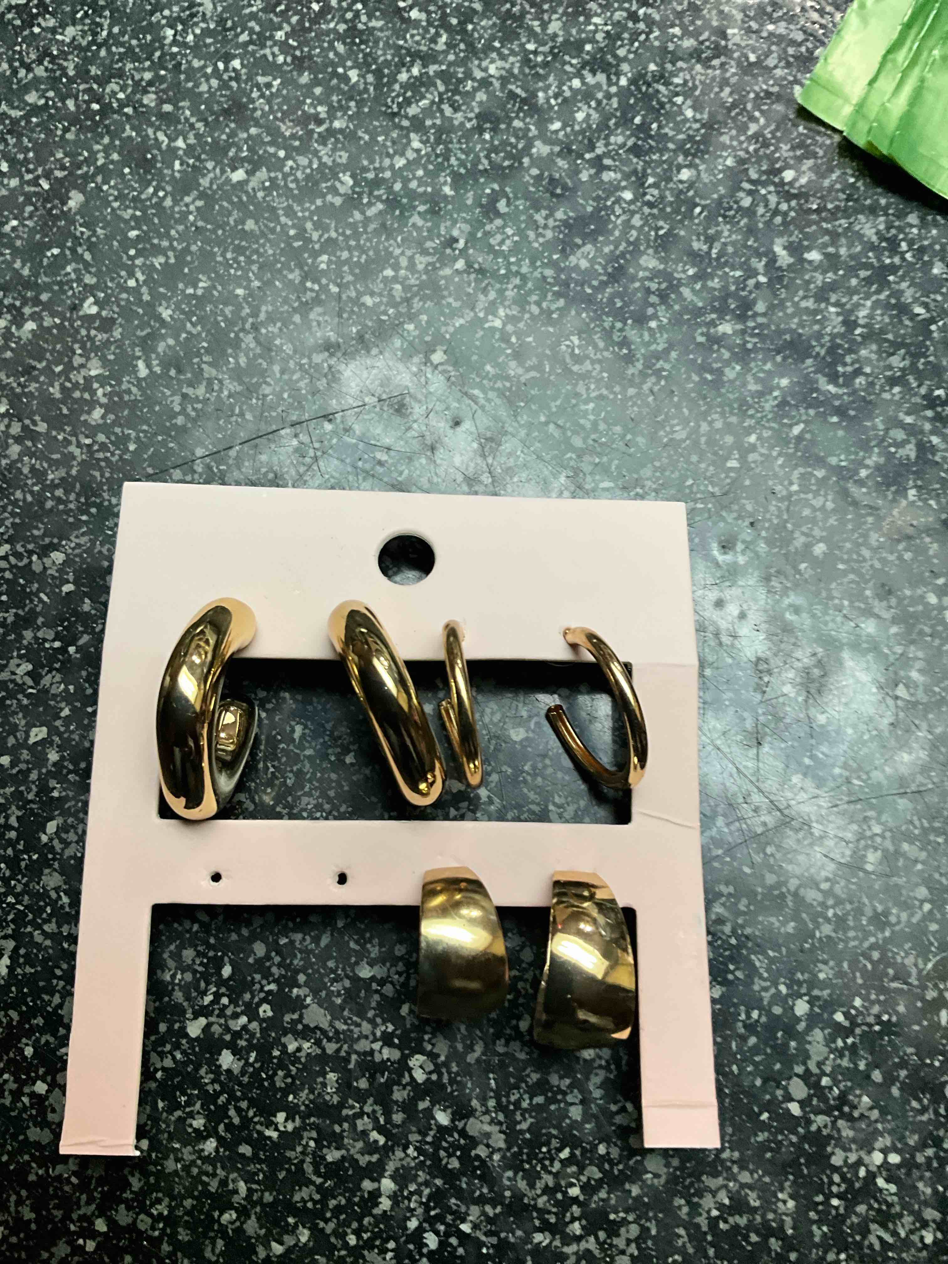 gold hoop earrings - 3 pair 