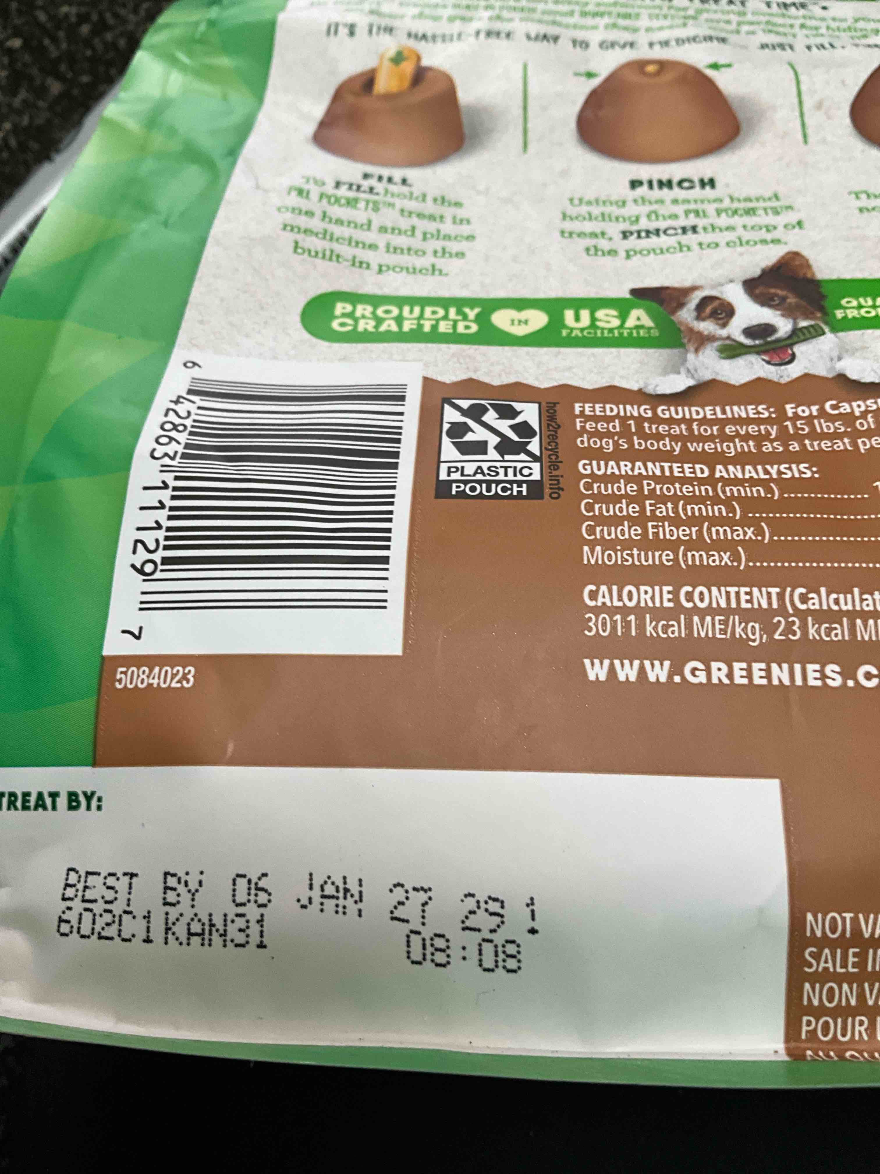 Condition photo showing Good Condition for Greenies Pill Pockets for Dogs Large Size, Dog Treat Pouch for Capsule Medication, Peanut Butter Flavor, 15.8 oz. Pouch