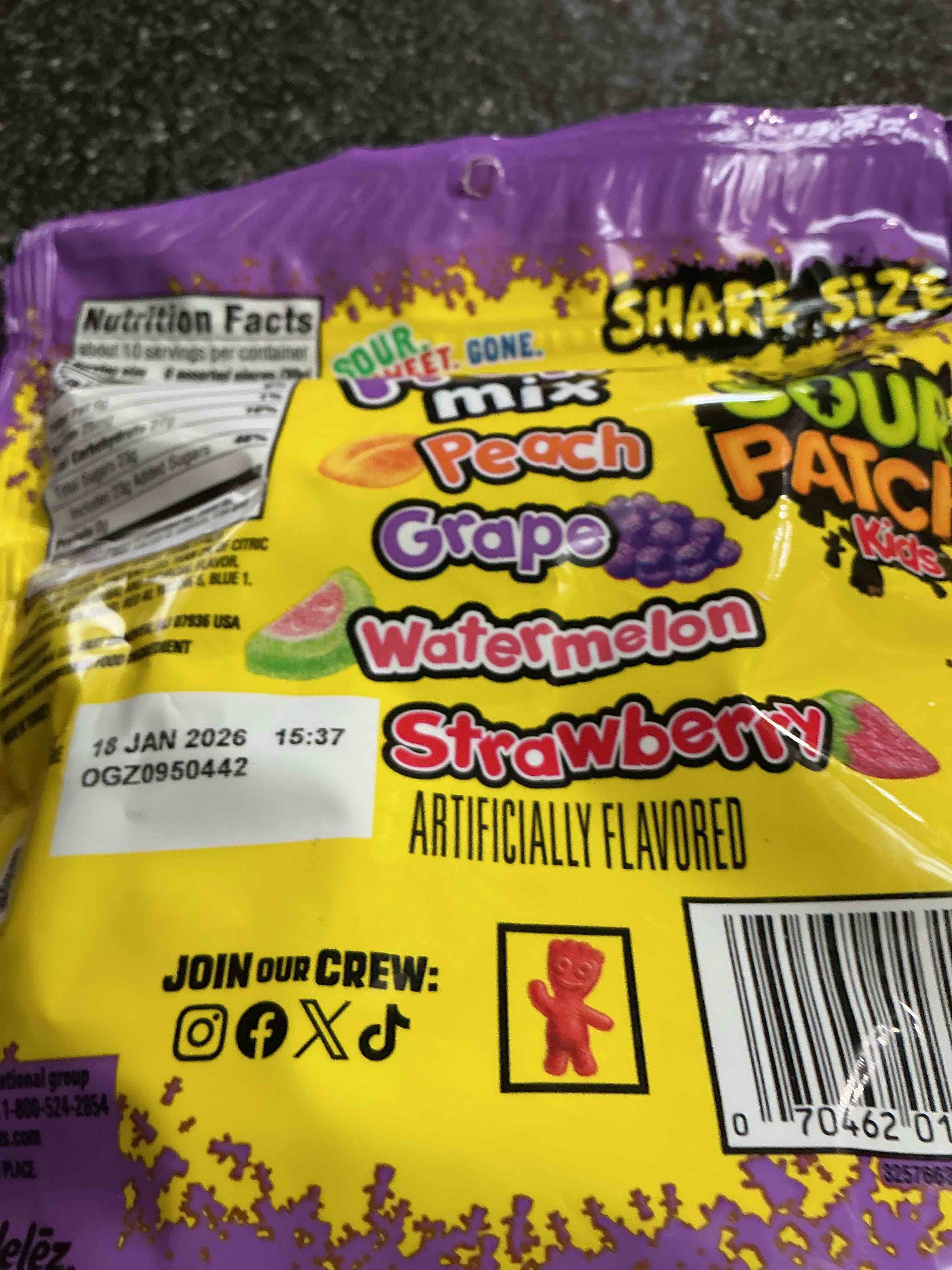 Condition photo showing As Is for SOUR PATCH KIDS Fruits Mix Soft & Chewy Candy, Share Size, 11.03 oz