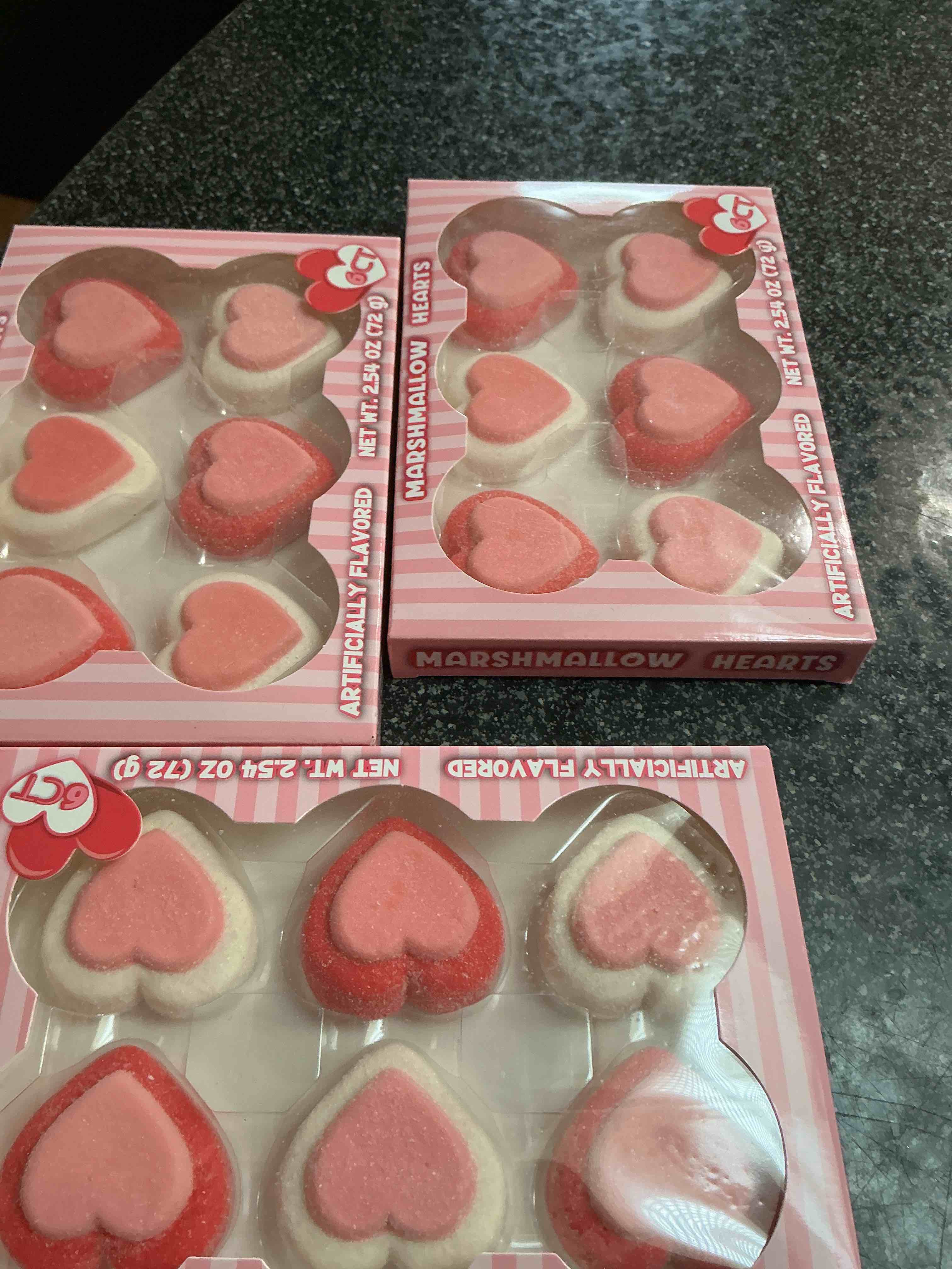 Condition photo showing New/Like New for Marshmallow Hearts Net WT. 2.54 OZ. 3 Boxes 