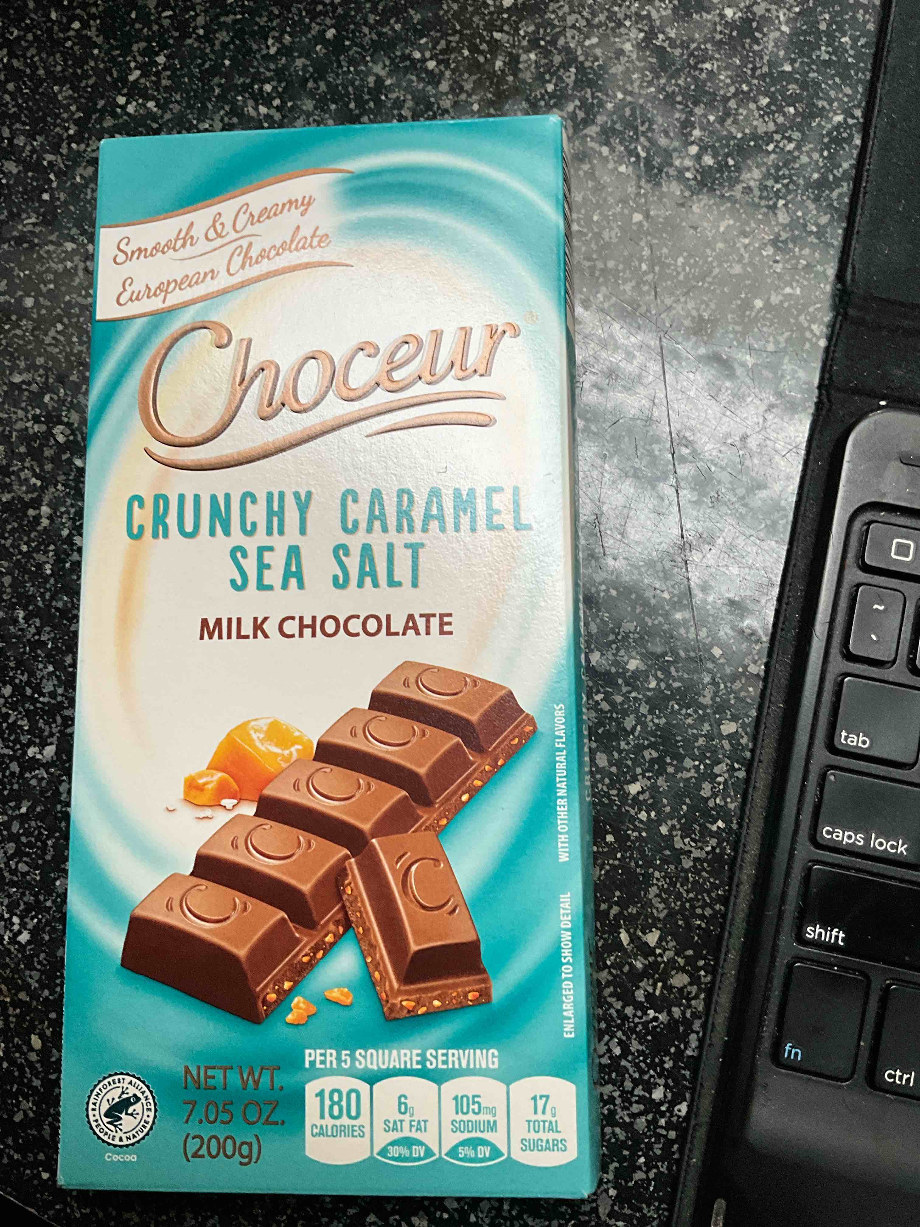 Condition photo showing As Is for Choceur - Smooth & Creamy European Chocolate - Crunchy Caramel Sea Salt Milk Chocolate - 7.05 oz