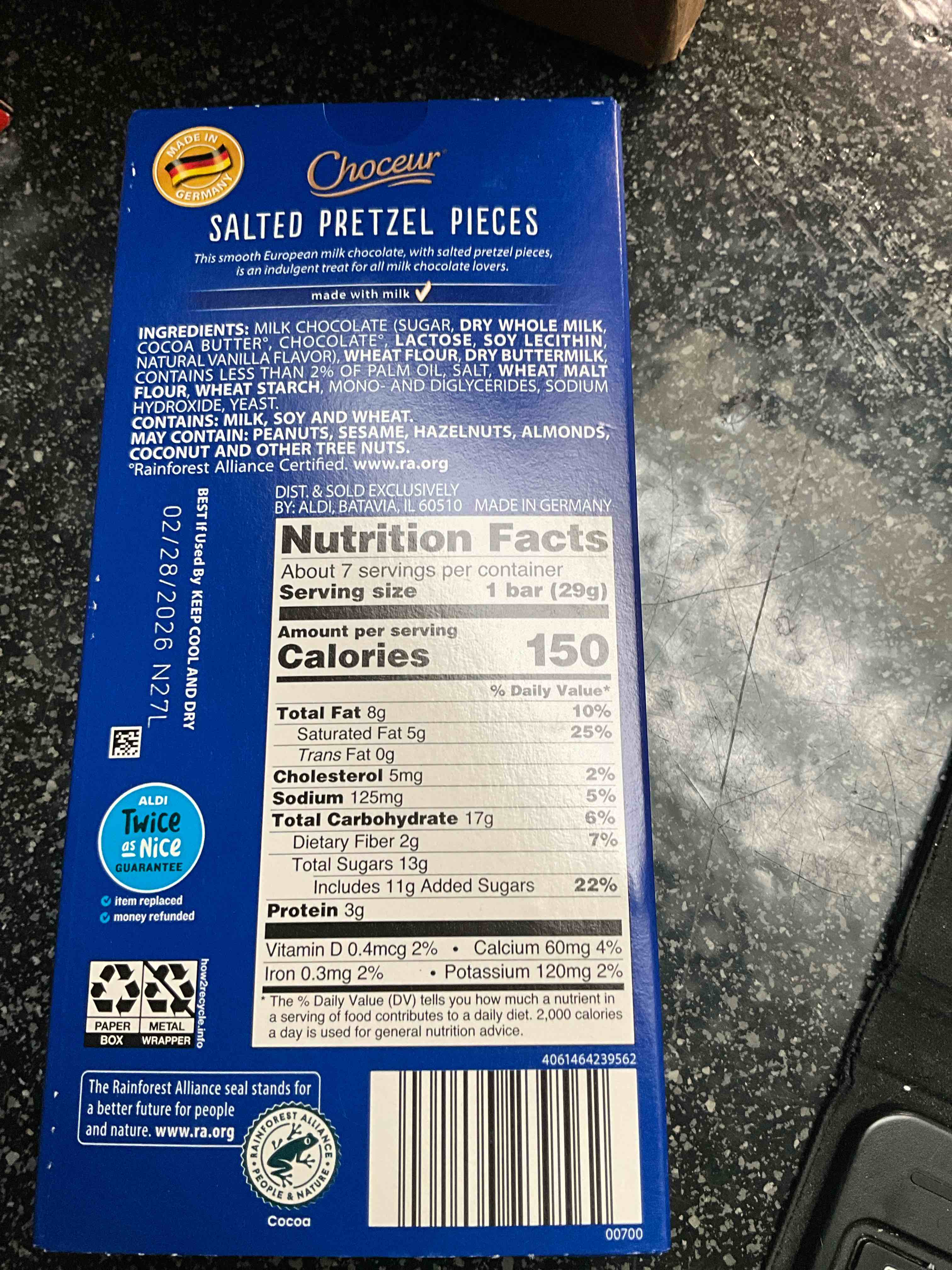 Condition photo showing As Is for Choceur Salted Pretzel Pieces - Milk Chocolate - 7.05 oz Smooth & Creamy European Chocolate 