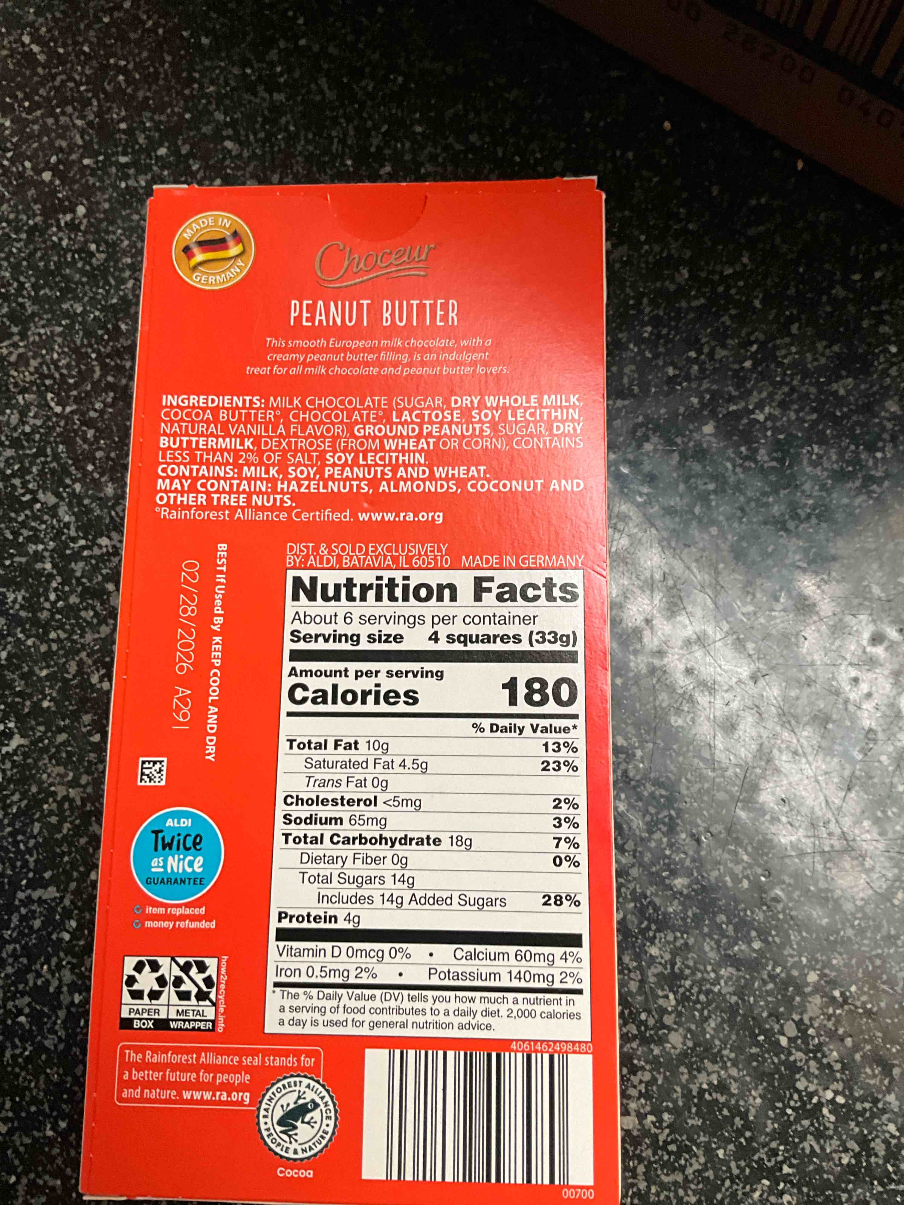 Condition photo showing As Is for Choceur - Peanut Butter Milk Chocolate - 7.05 oz - Smooth & Creamy European Chocolate 