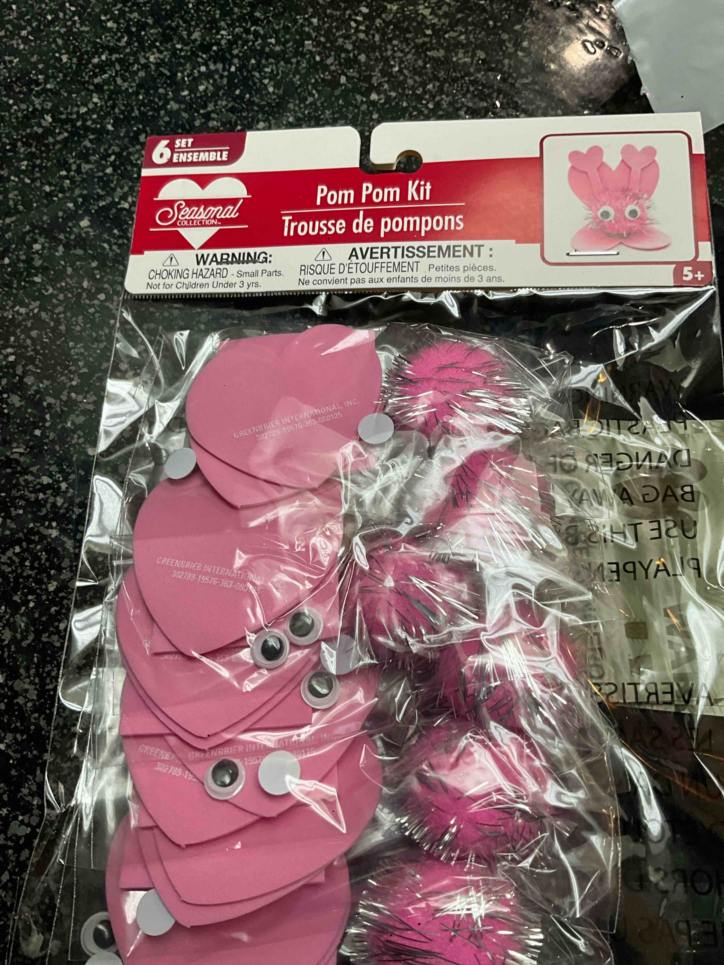 Condition photo showing New/Like New for Pom Pom Puff Ball Kit - 6 count - Pink 