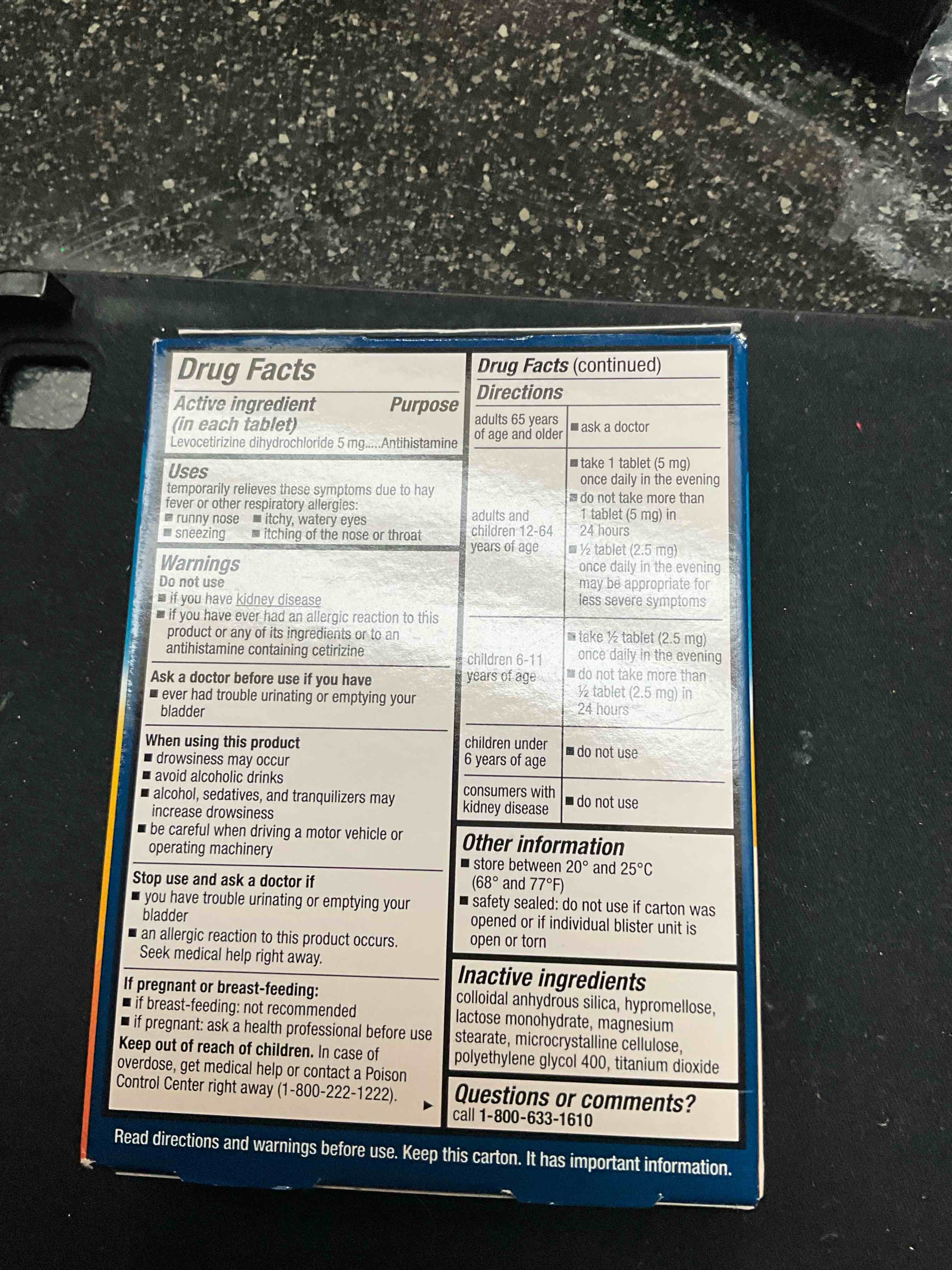 Condition photo showing As Is for Xyzal 24 Hour Allergy Relief Medicine, Original Prescription Strength Antihistamine, Levocetirizine Dihydrochloride Tablets, 5 mg, 10 Count