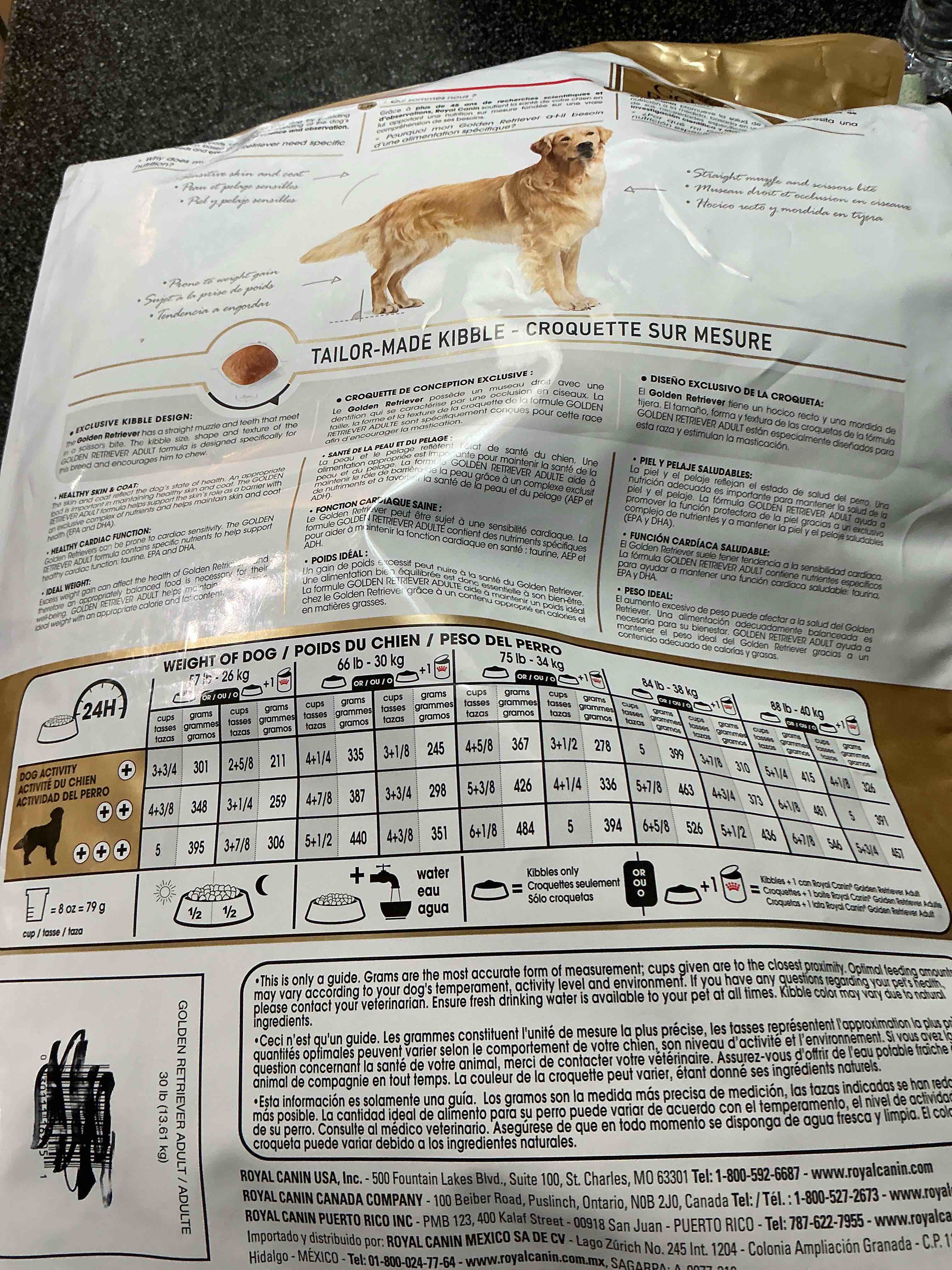 Condition photo showing As Is for Royal Canin - Adult Golden Retriever 30 lb Bag