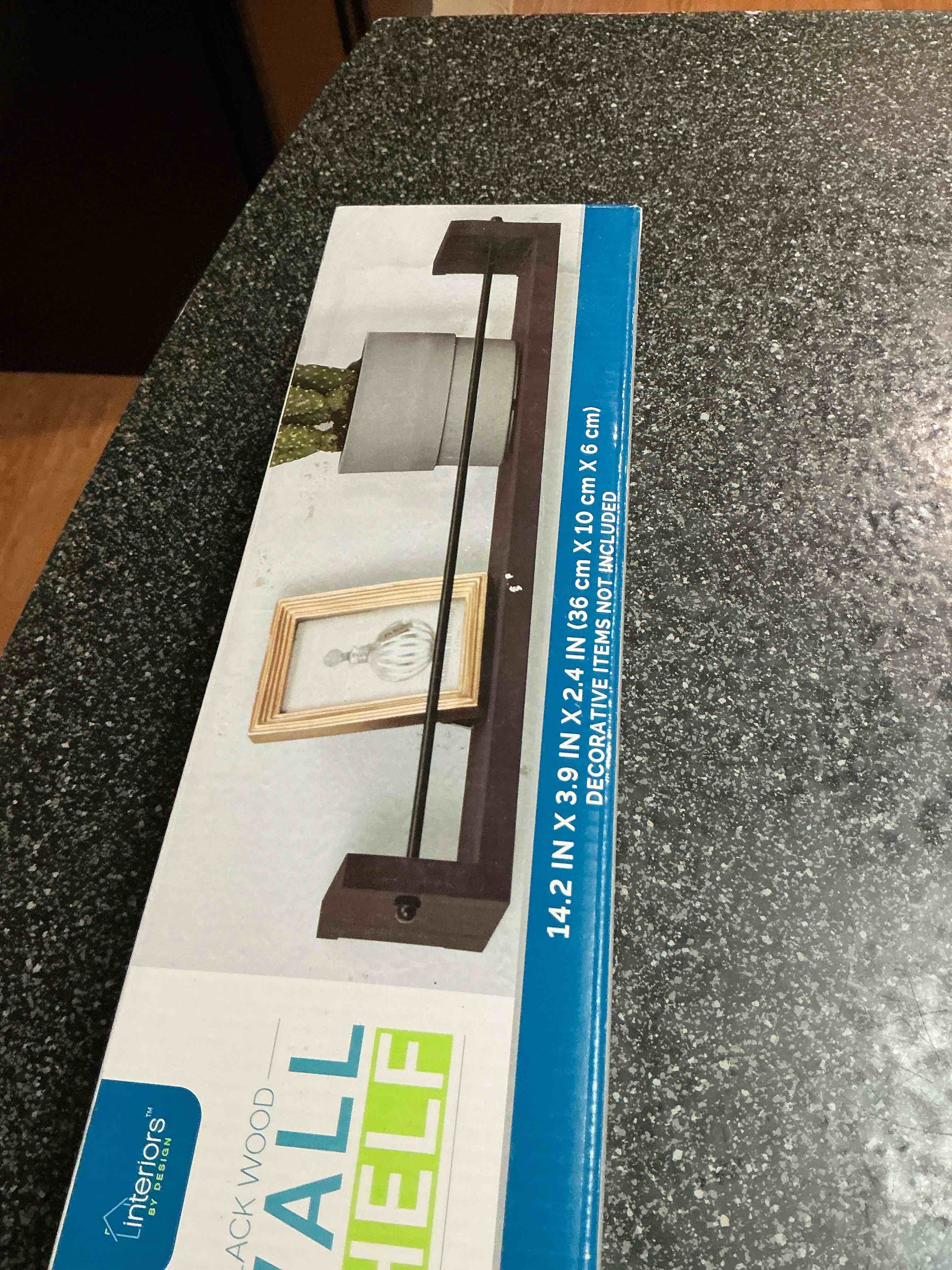 Condition photo showing New/Like New for Interiors By Design -Black -Wood Wall Shelf 