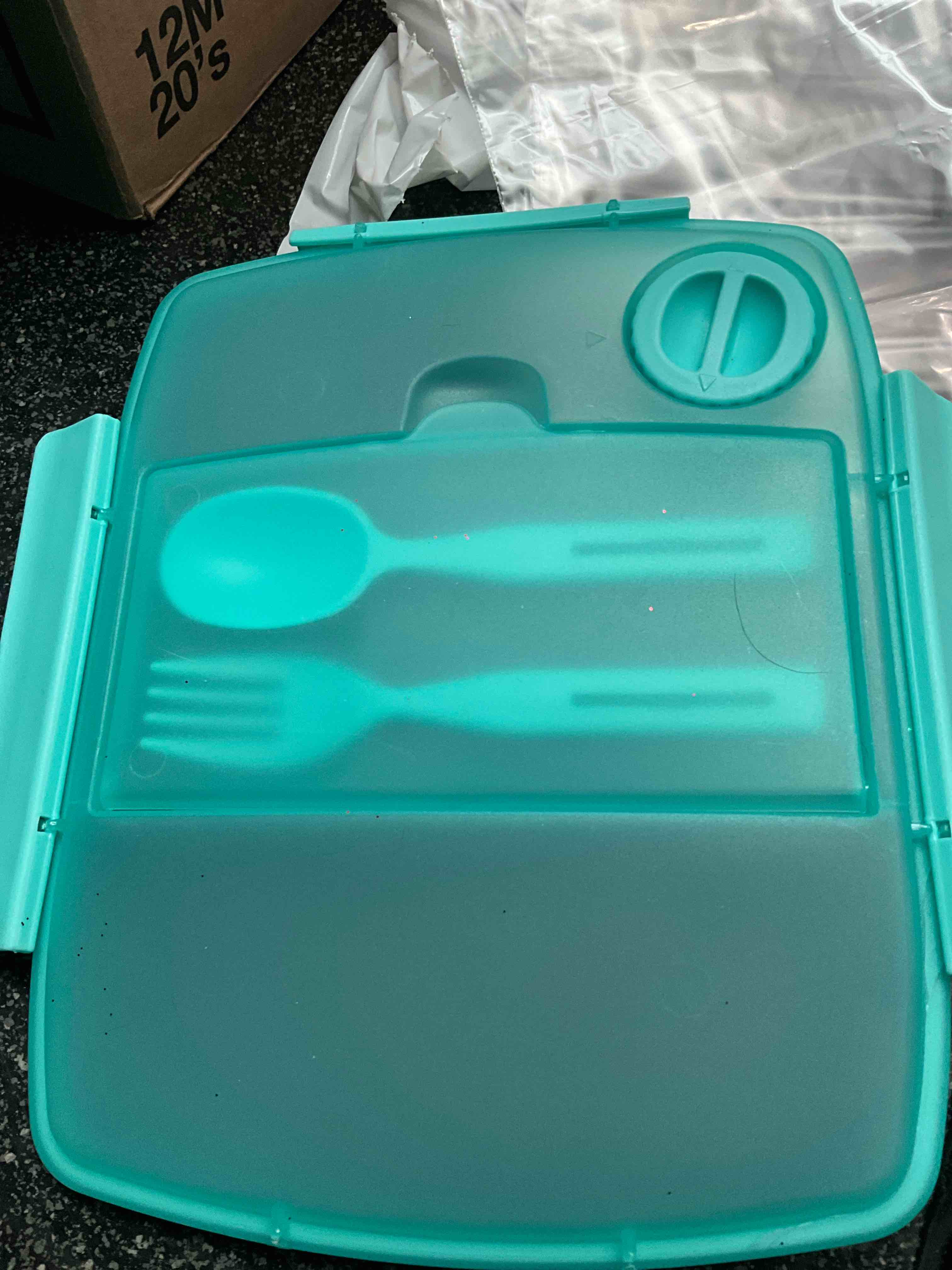 Condition photo showing As Is for C.O.S. - Lunch Box with Utensils & Dip Compartment 