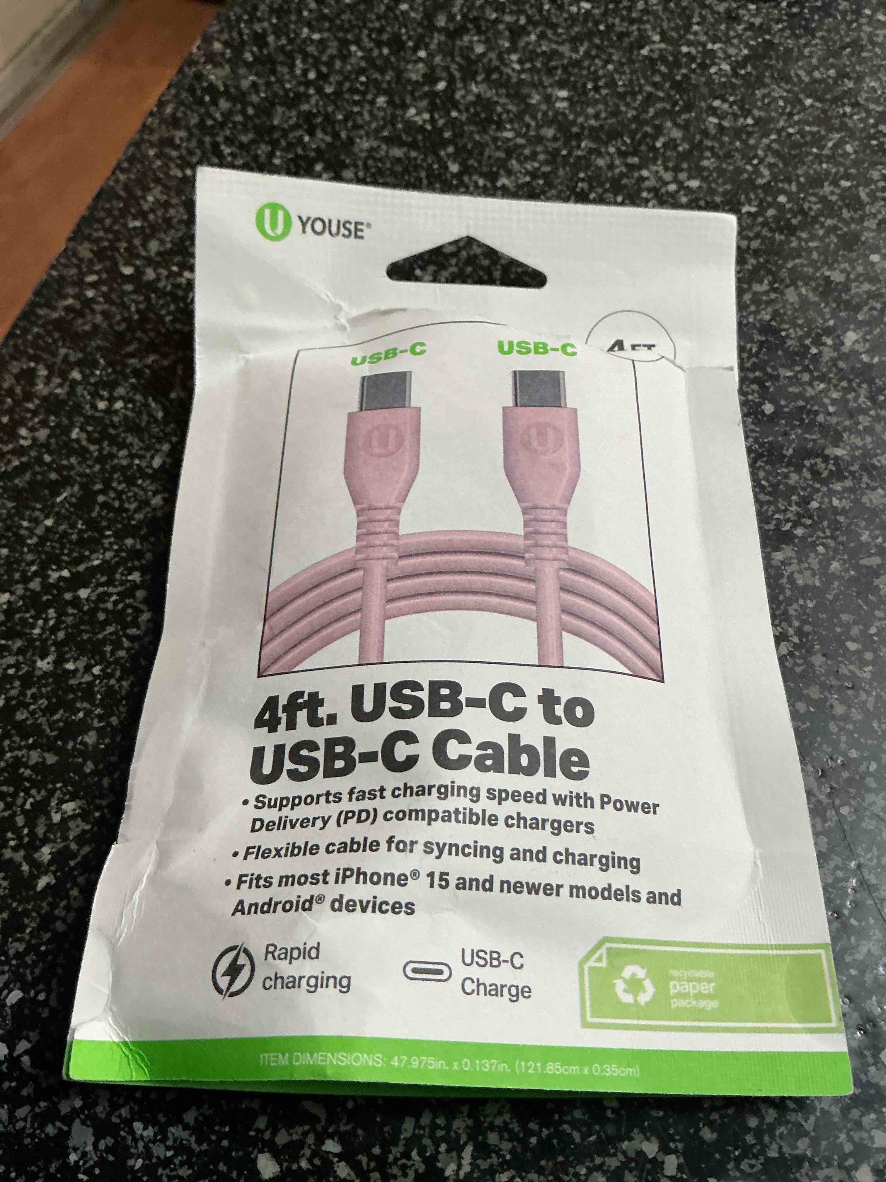 Condition photo showing New/Like New for Youse 4 FT. USB-C To USB-C Charging Cable 