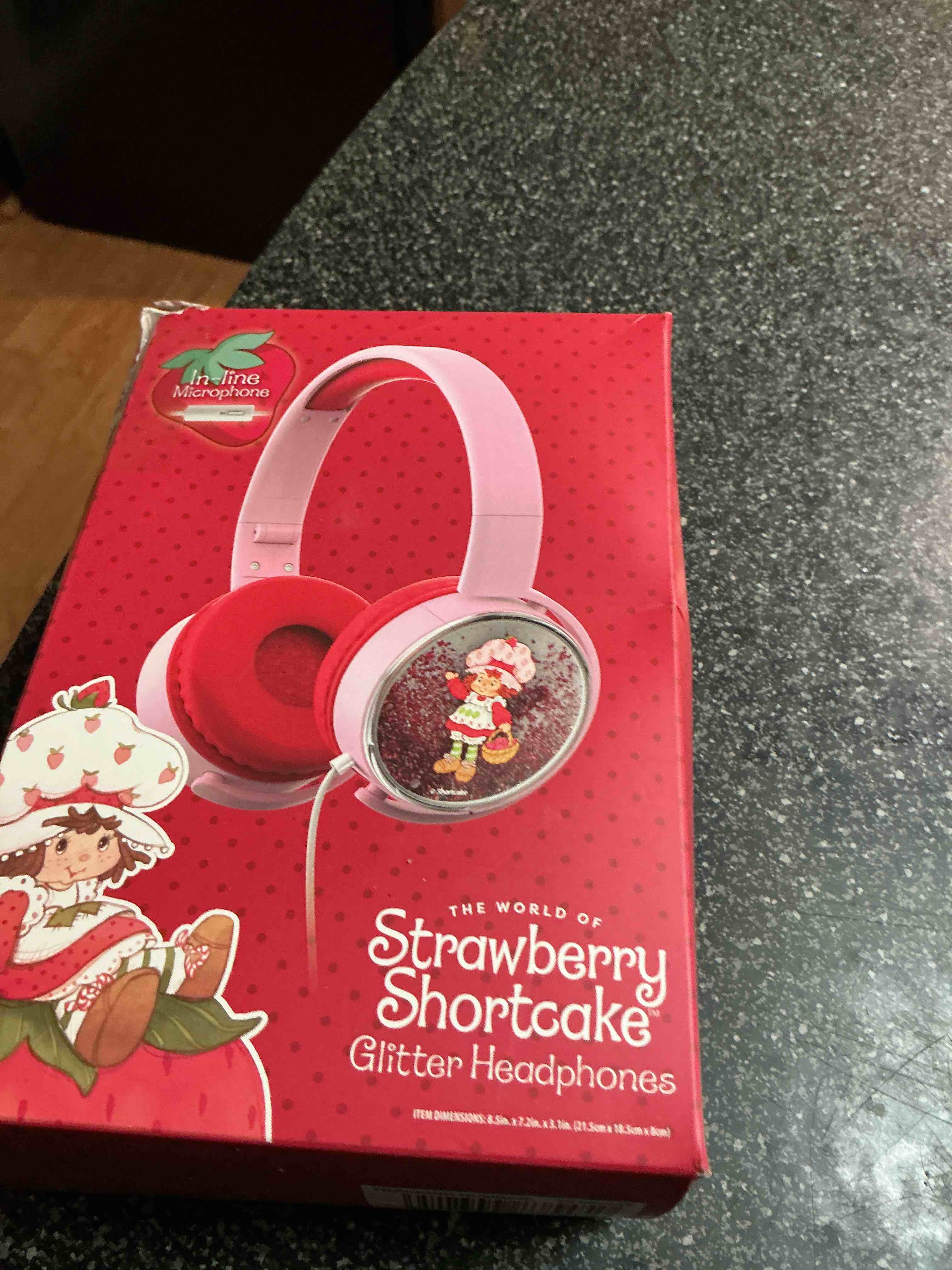Condition photo showing New/Like New for In - Line Microphone Strawberry Shortcake Glitter Headphones 